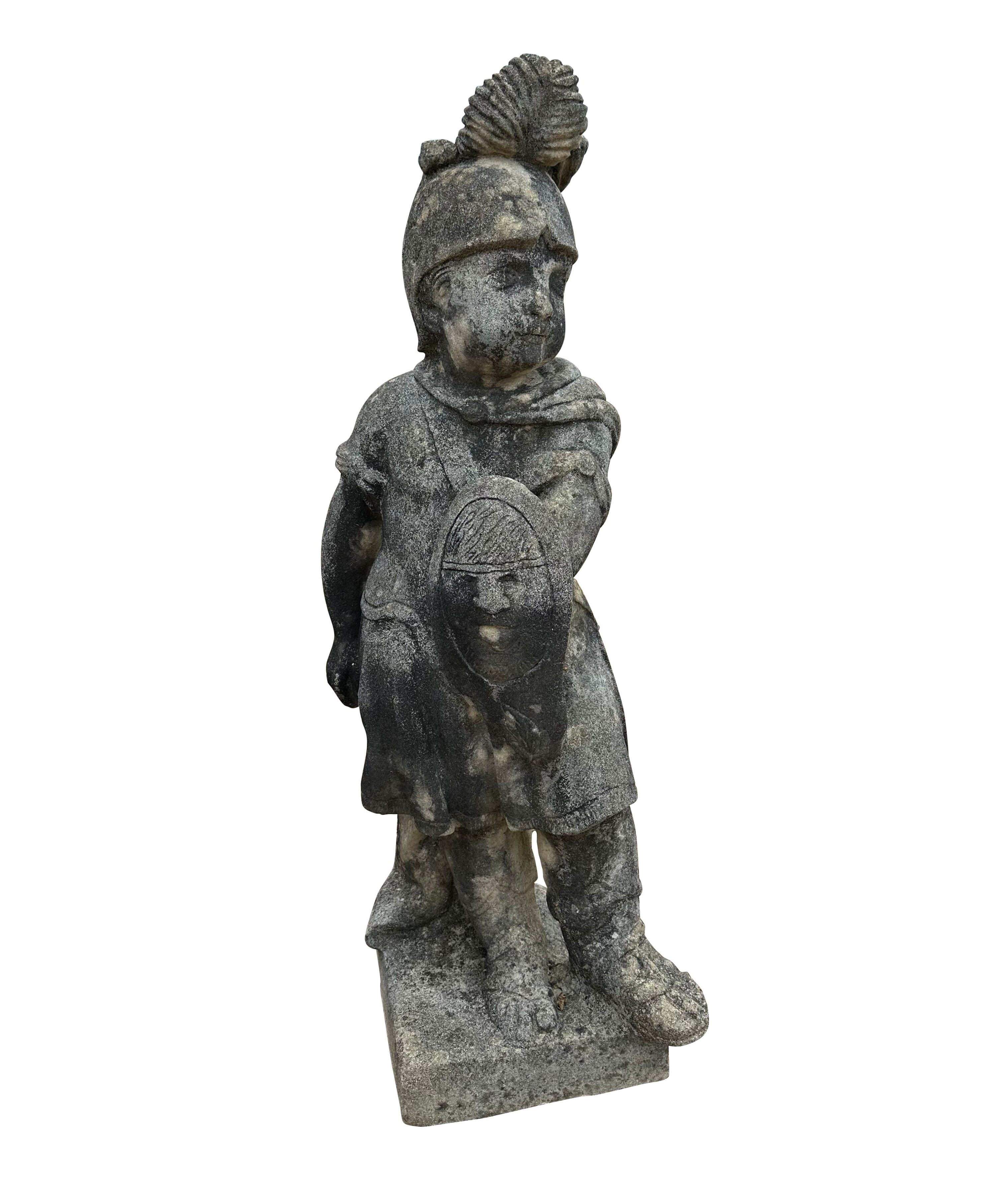 Vintage Chilstone Statue Of A Roman Boy Warrior - 10872A