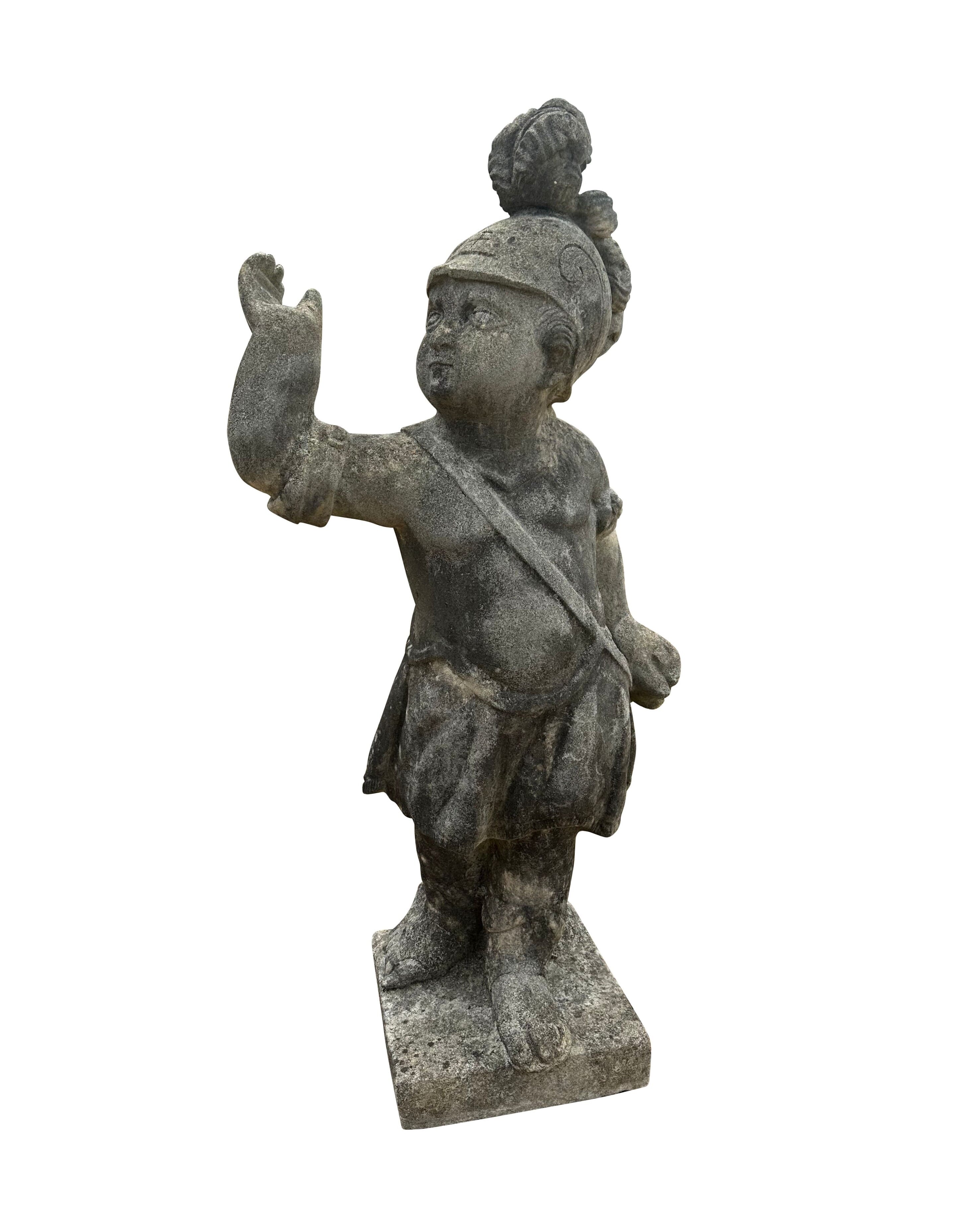 Reclaimed Chilstone Statue Of A Roman Boy Warrior - 10872B