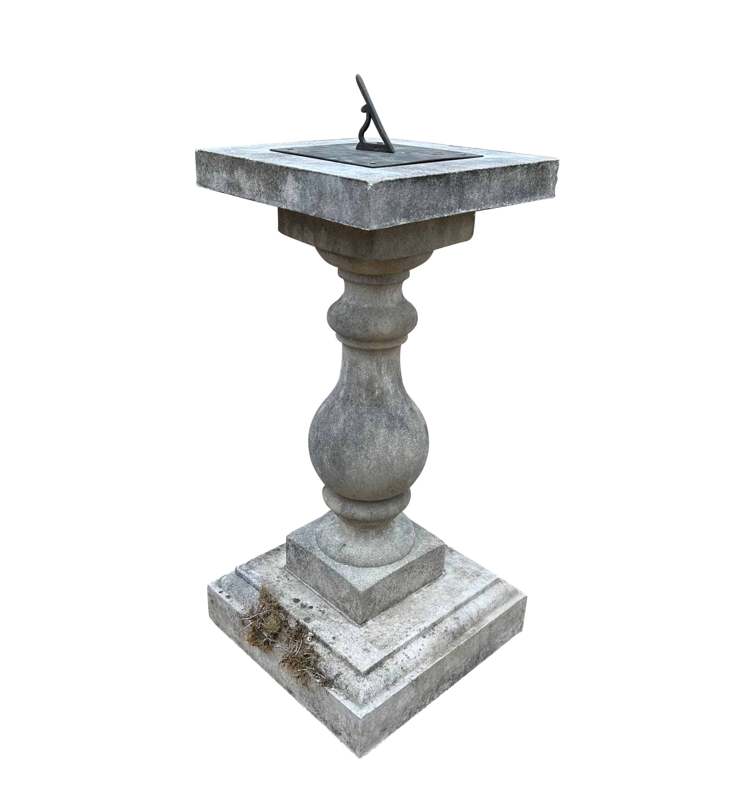 Reconstituted Stone Garden Sundial and Brass Dial