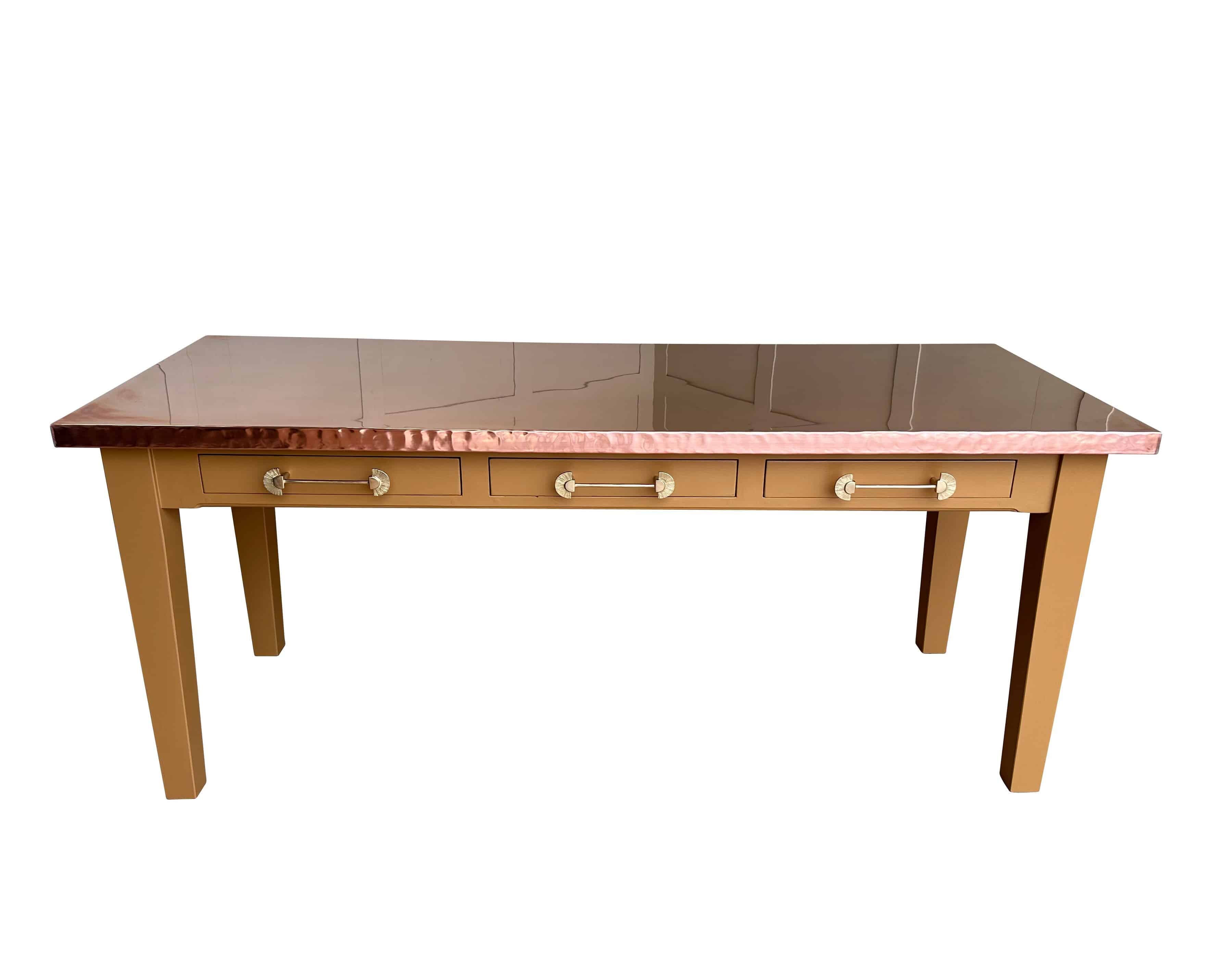 Shiny Copper Top Dining / Kitchen Table With Base