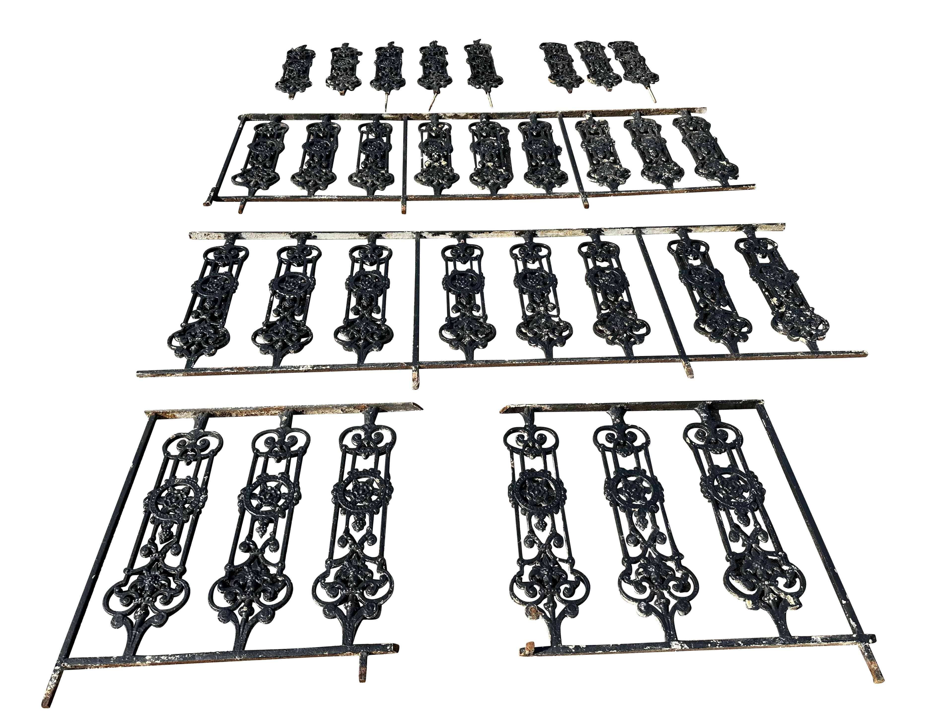 Job Lot Of Cast Iron Garden Balustrades / Balcony Railing