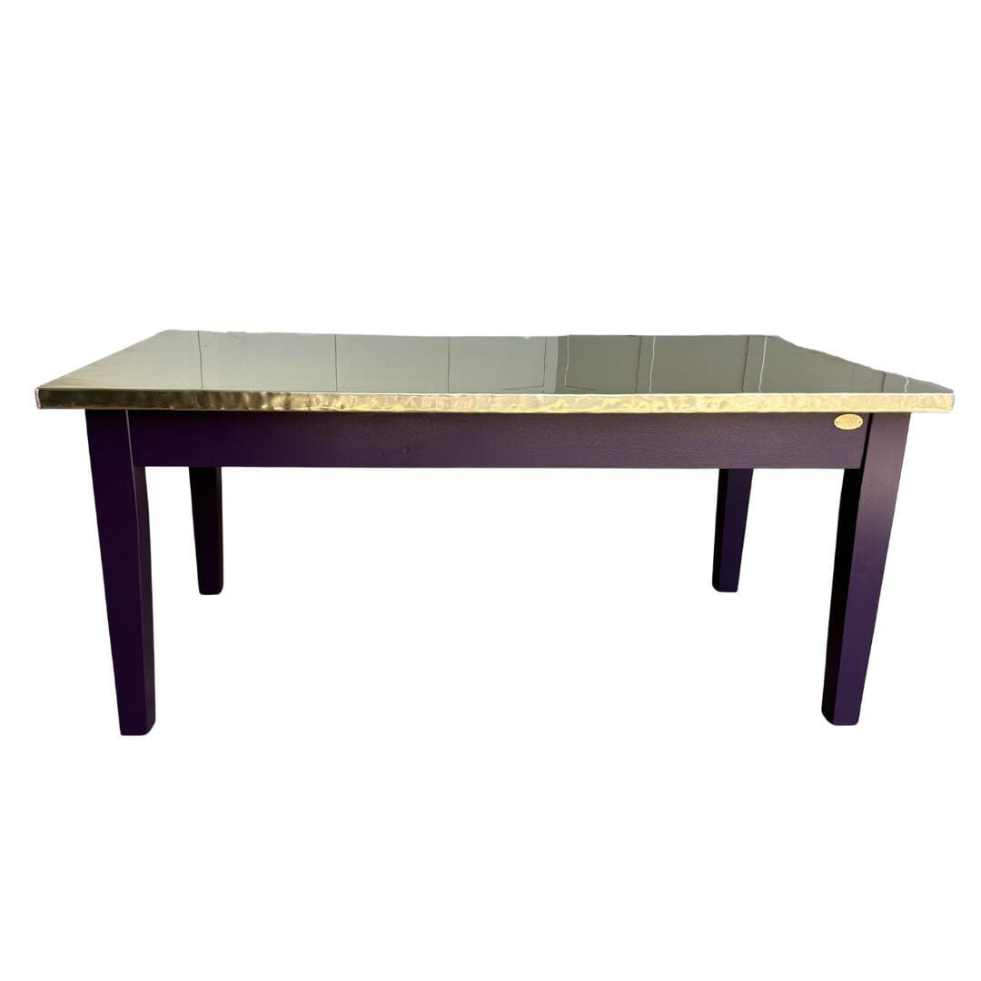 Natural Brass Bespoke Dining Table With Painted Base - D2298
