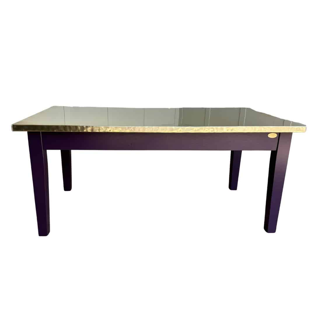 Natural Brass Bespoke Dining Table With Painted Base