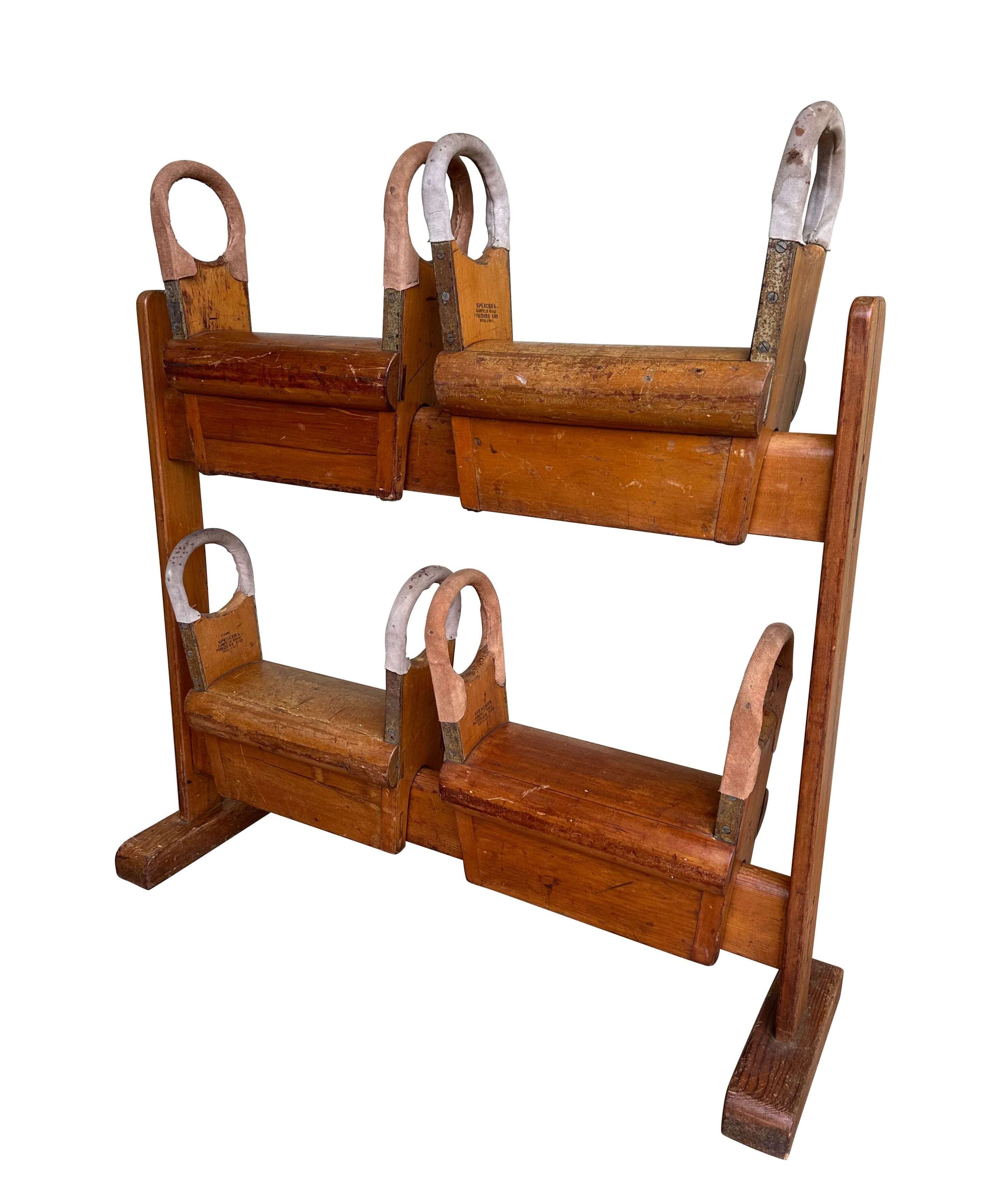 Original Reclaimed Vintage Gym Saddles On Stand - 10888A
