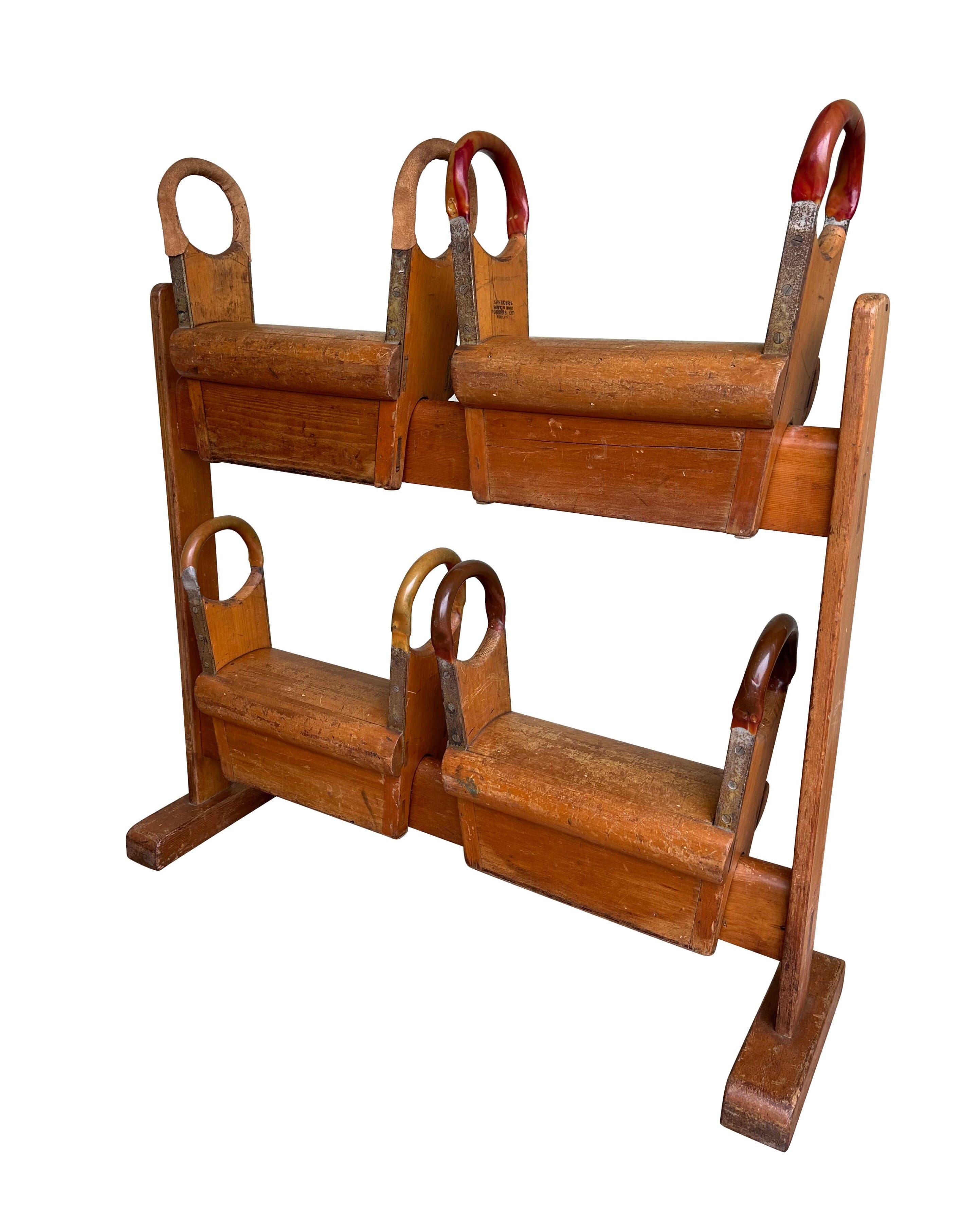 Reclaimed Vintage Original Gym Saddles On Stand - 10888B