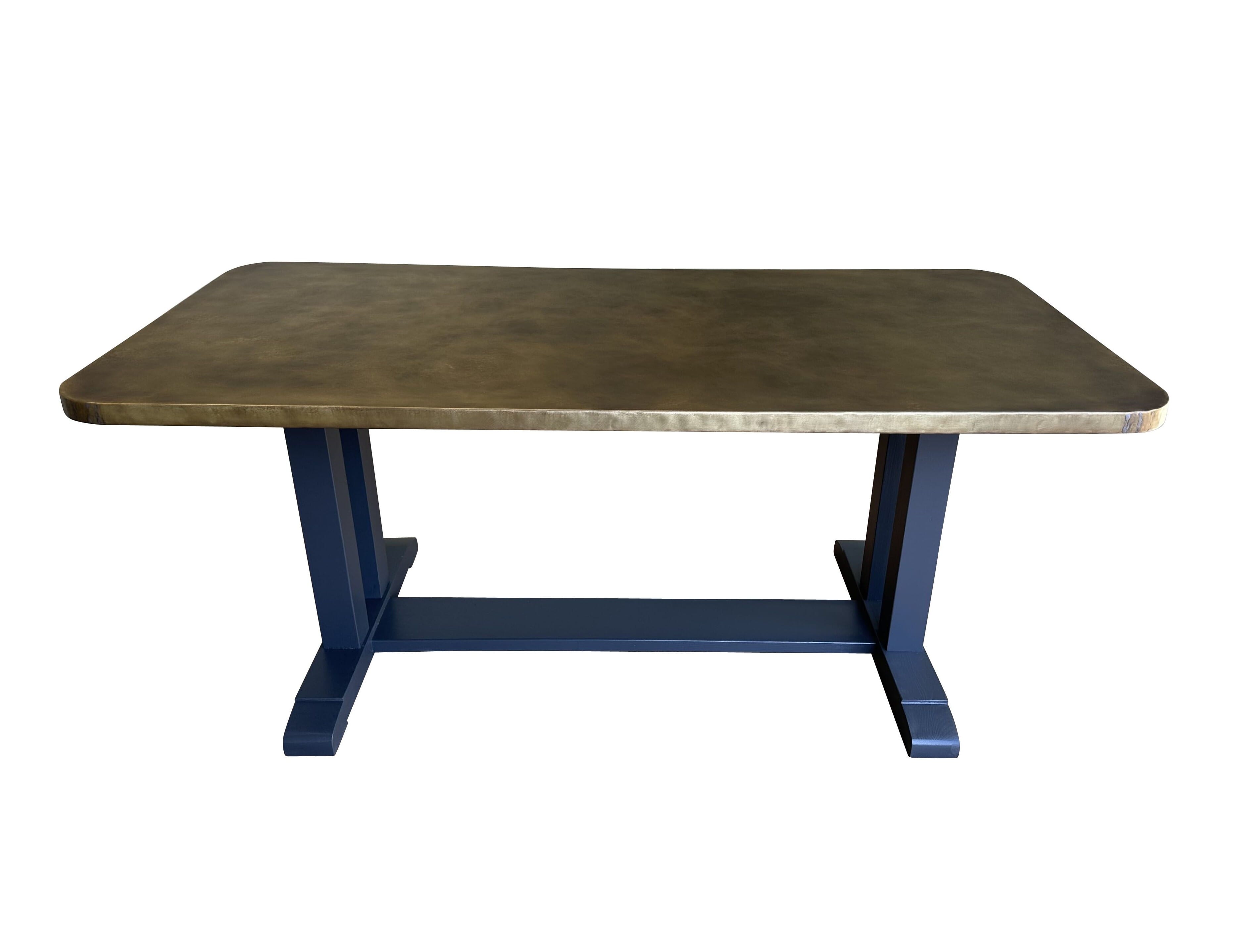 Bespoke A Frame Brass Dining Table With Painted Base - D2299