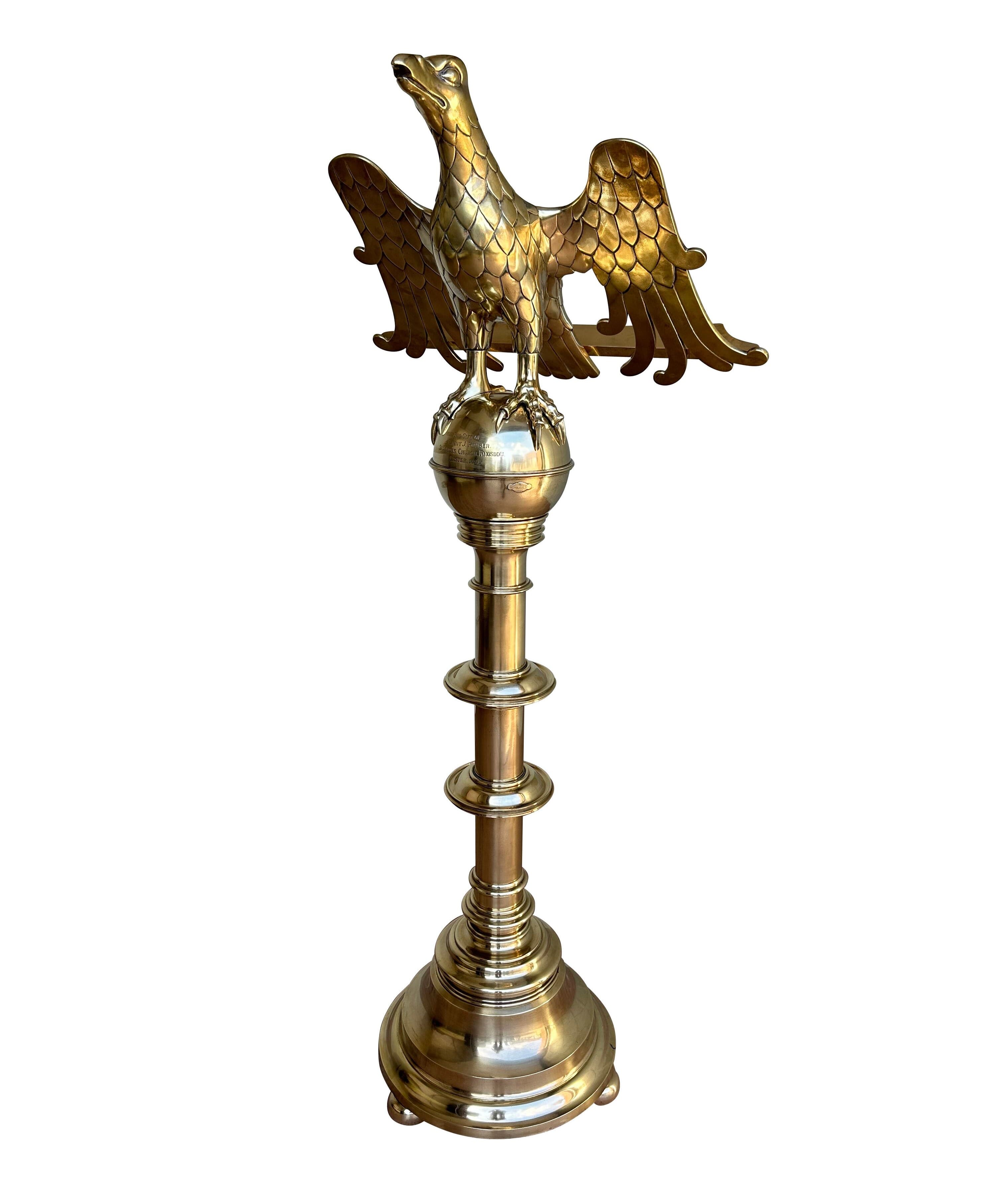 Antique Victorian Ornate Solid Brass Church Eagle Lectern - 10882