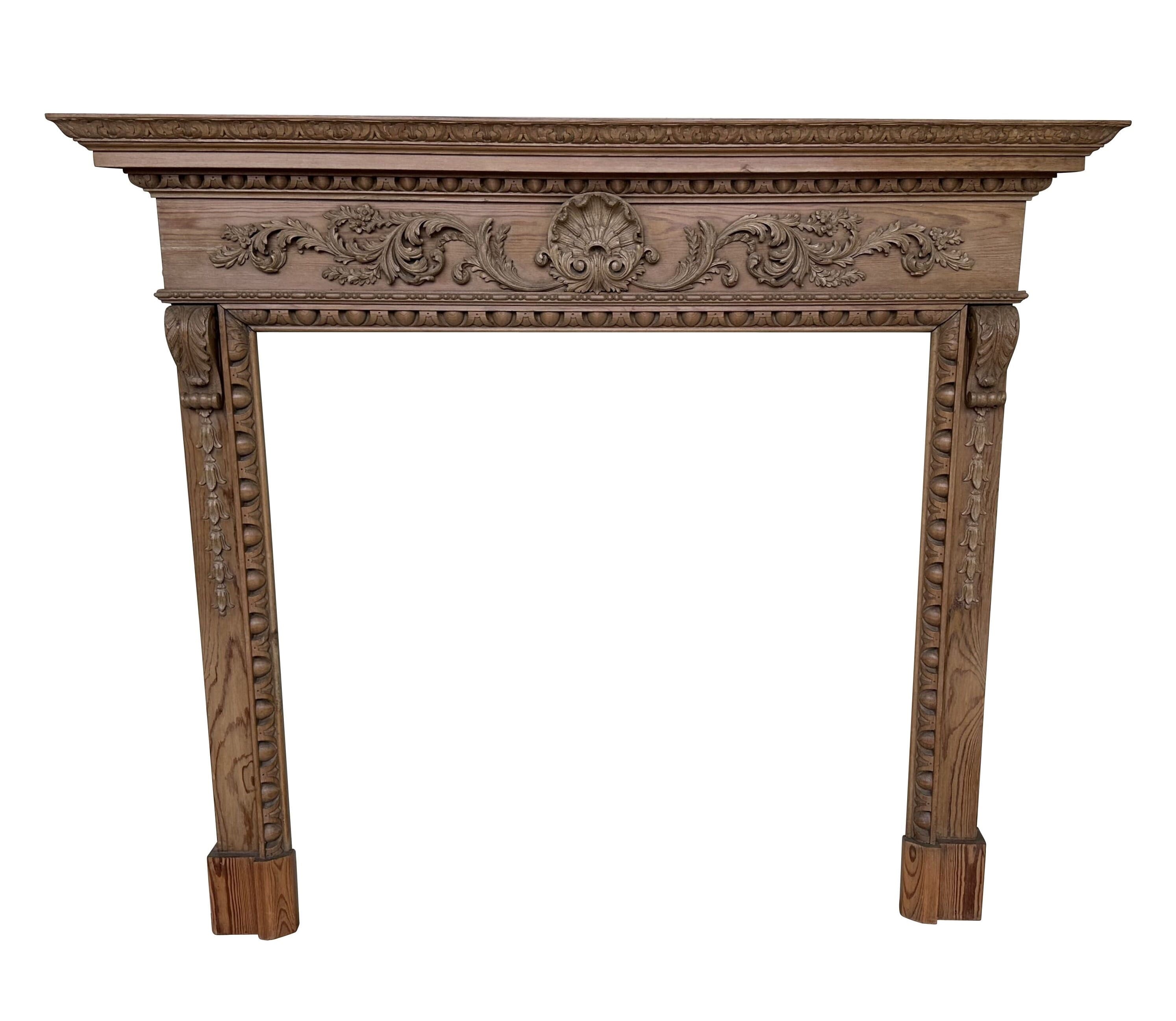 Victorian Pine Fire Surround With Gesso Detailing - 10901