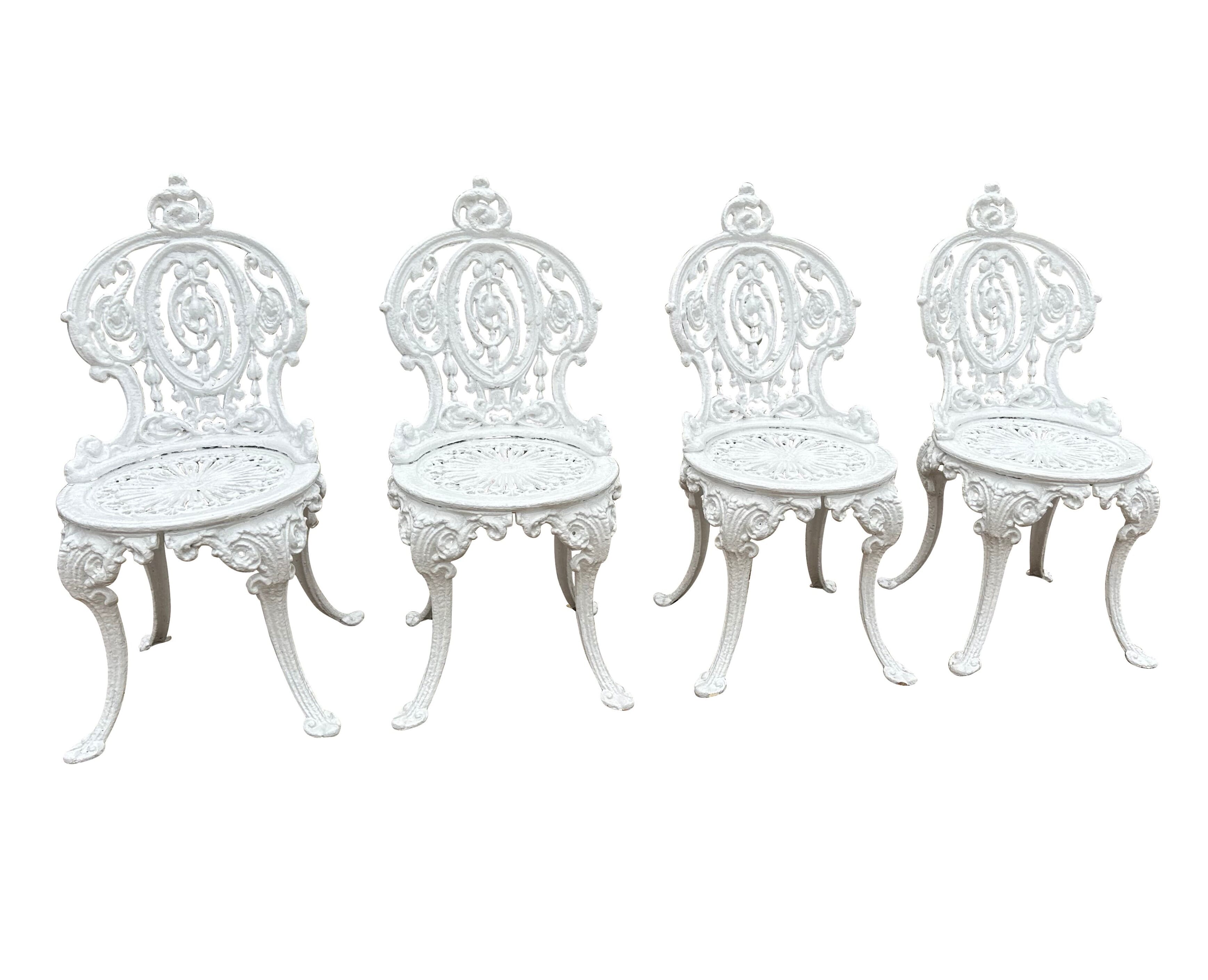 Set of 4 Reclaimed Cast Iron Garden Outdoor Chairs - 10864B