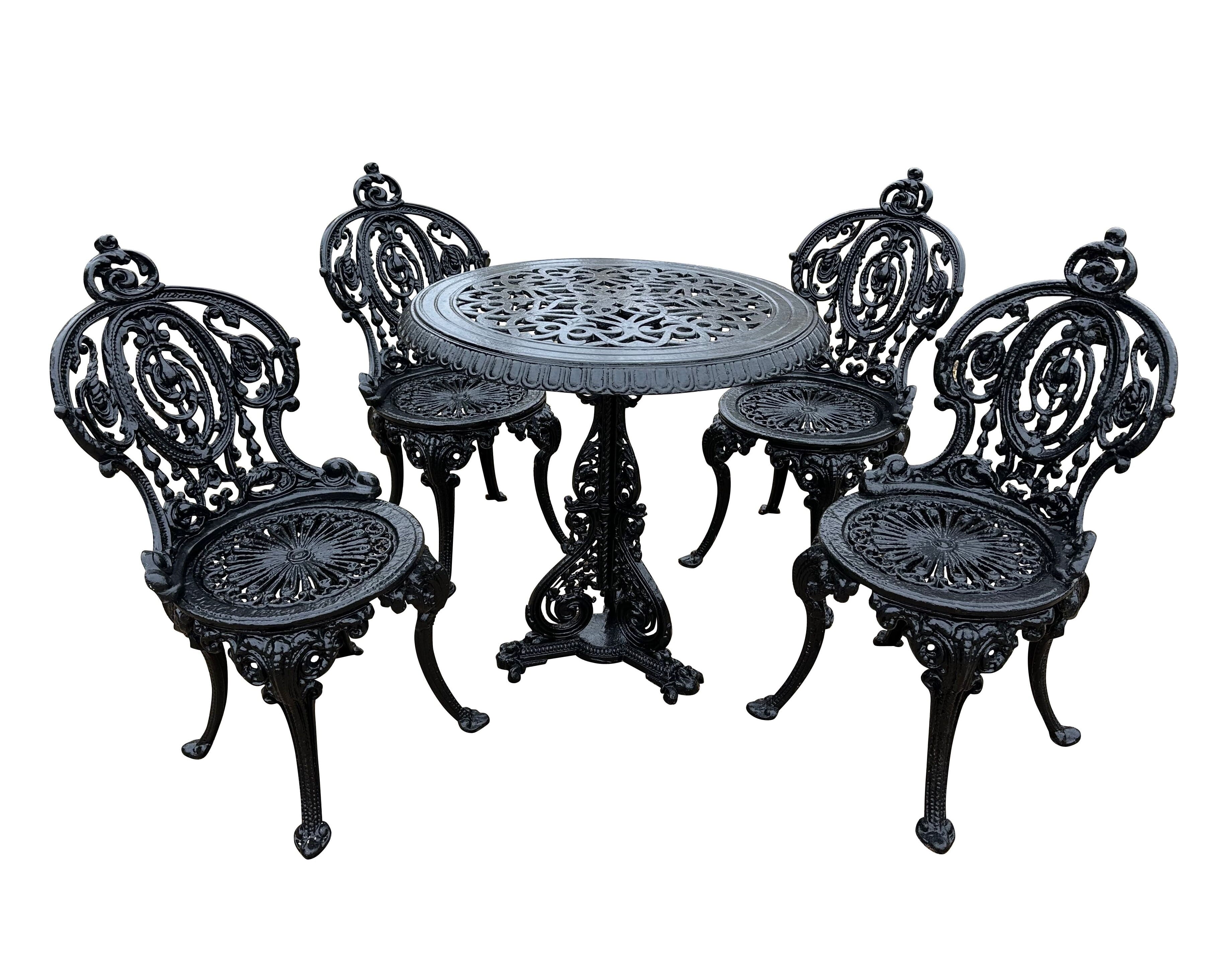 Salvaged Cast Iron Garden Table and Cast Iron Chairs - 10863