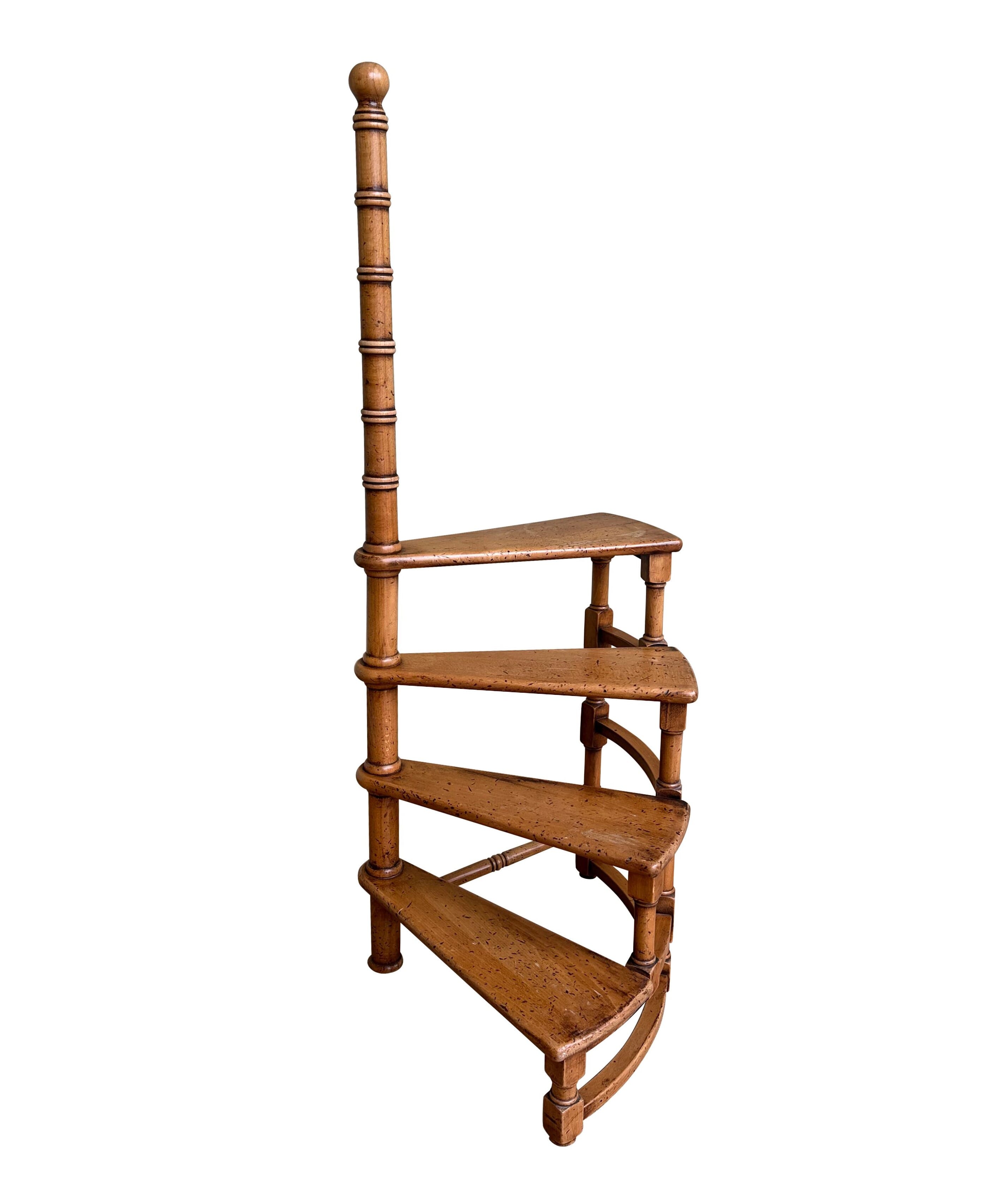 Reclaimed Vintage Beech Spiral Library Steps - 10922