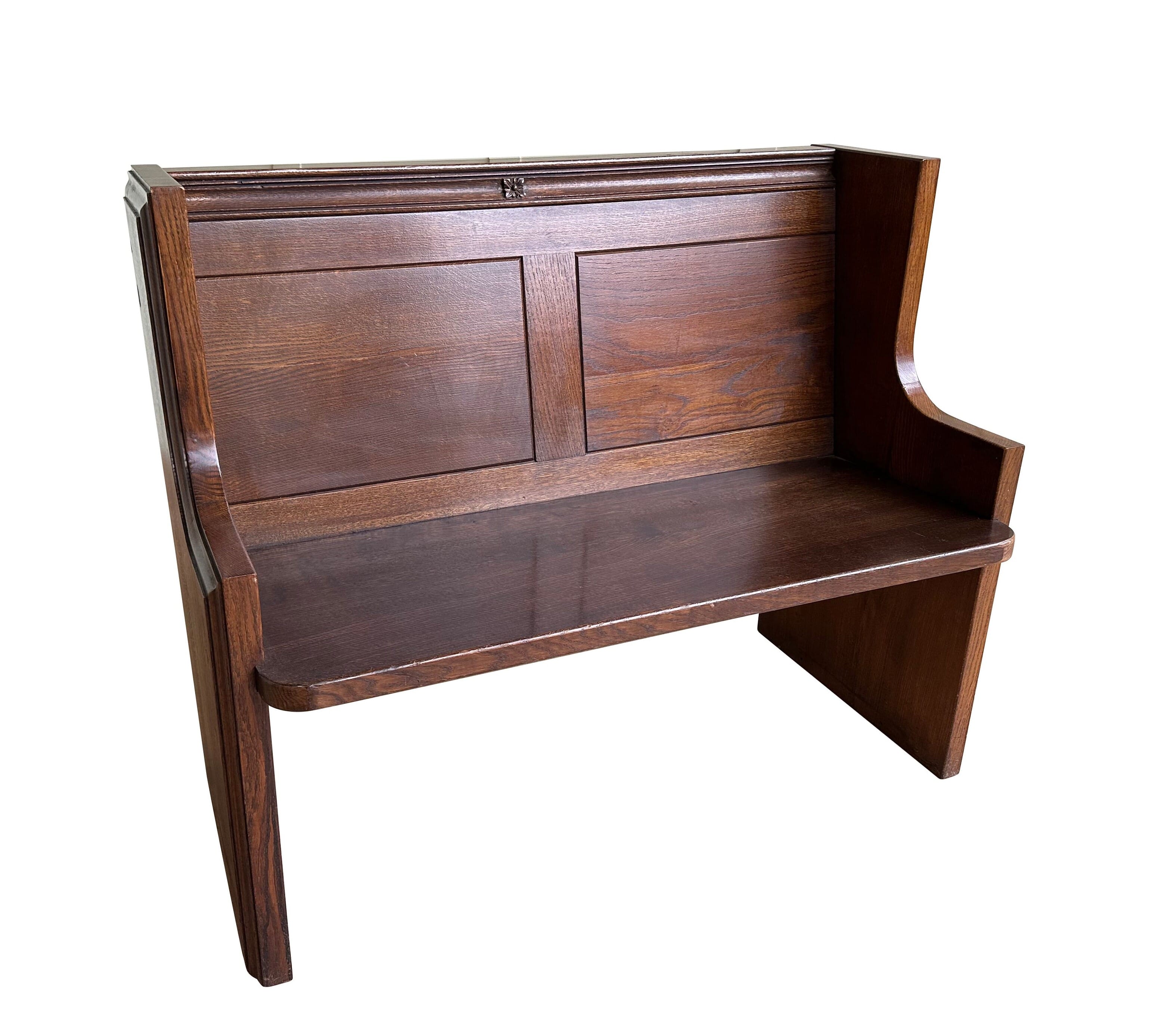 Decorative Antique Old Oak Church / Chapel Pew - 10913B