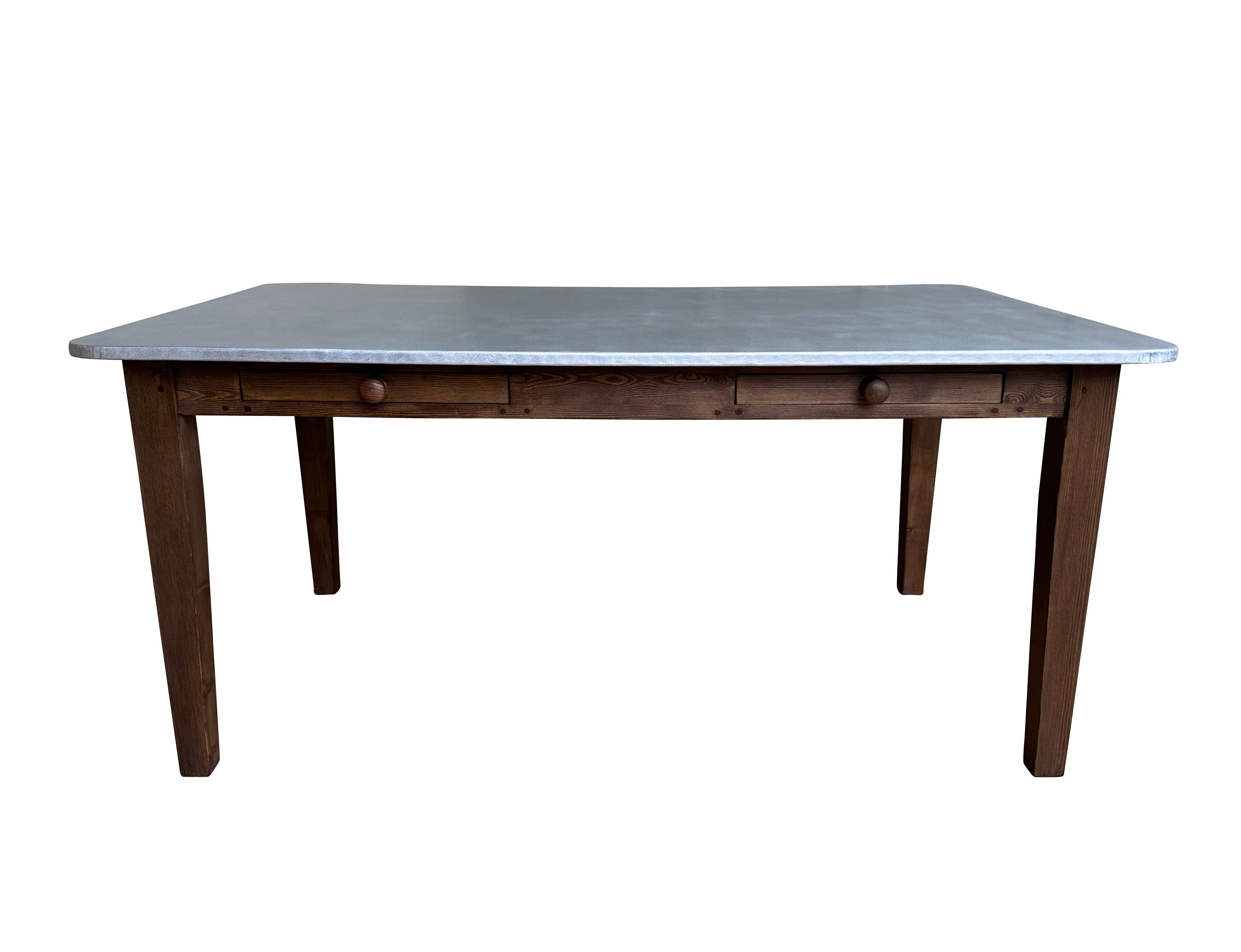 Bespoke Zinc Top Dining Table With Waxed Base - D2311