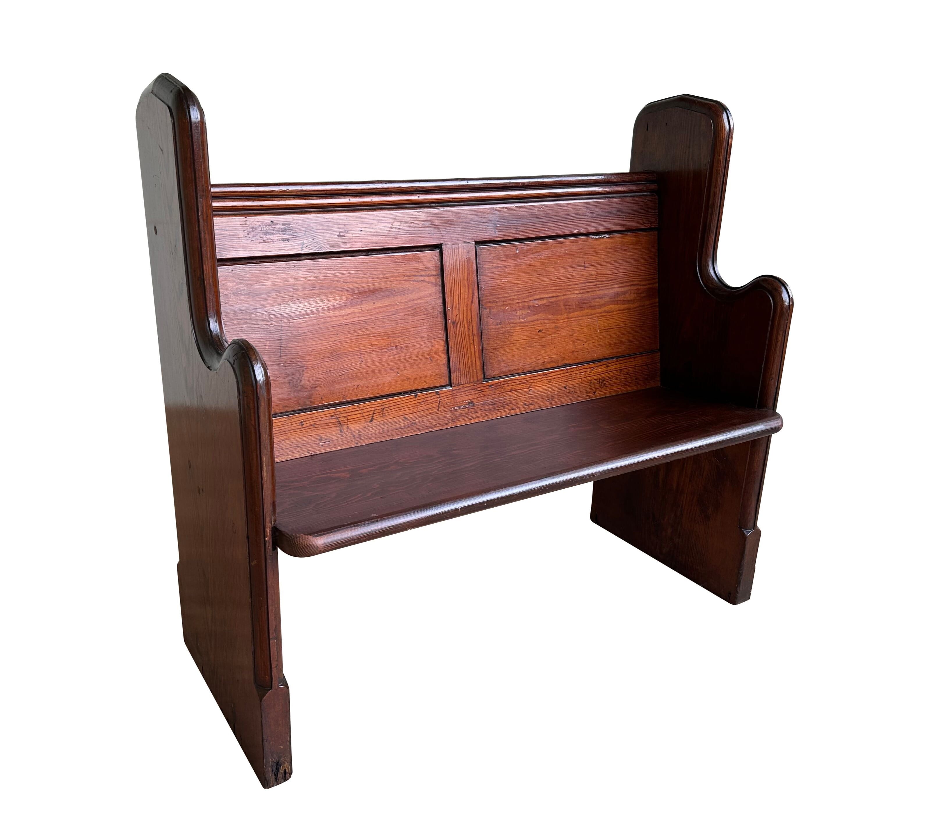 Salvaged Old Antique Pitch Pine Church / Chapel Pew - 10913G