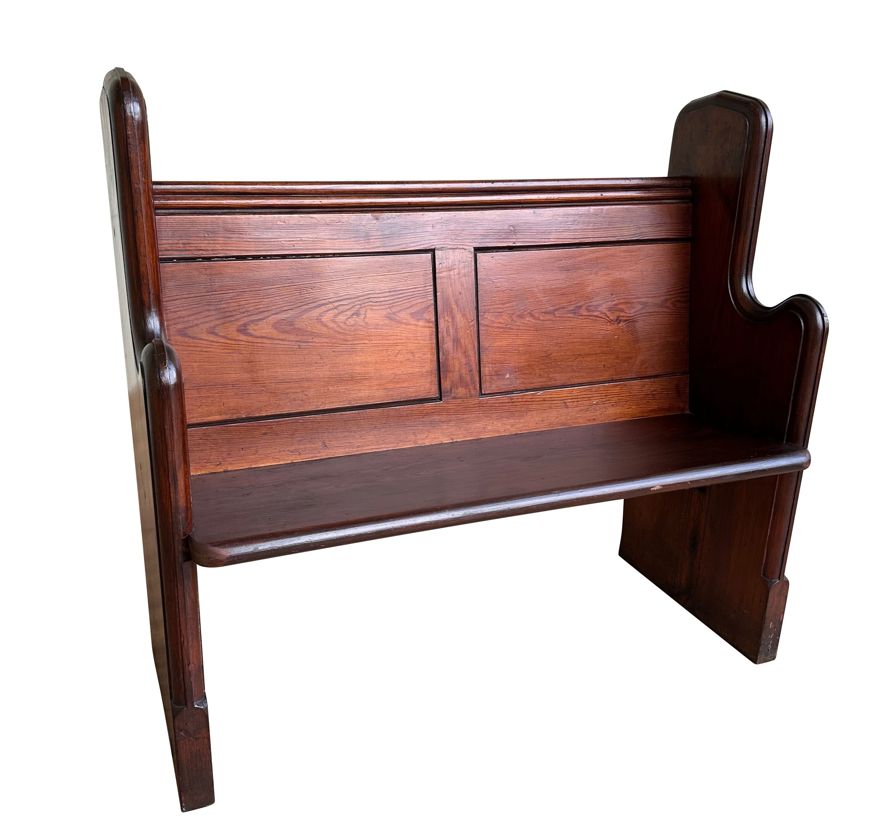 Antique Old Pitch Pine Church / Chapel Pew - 10913I