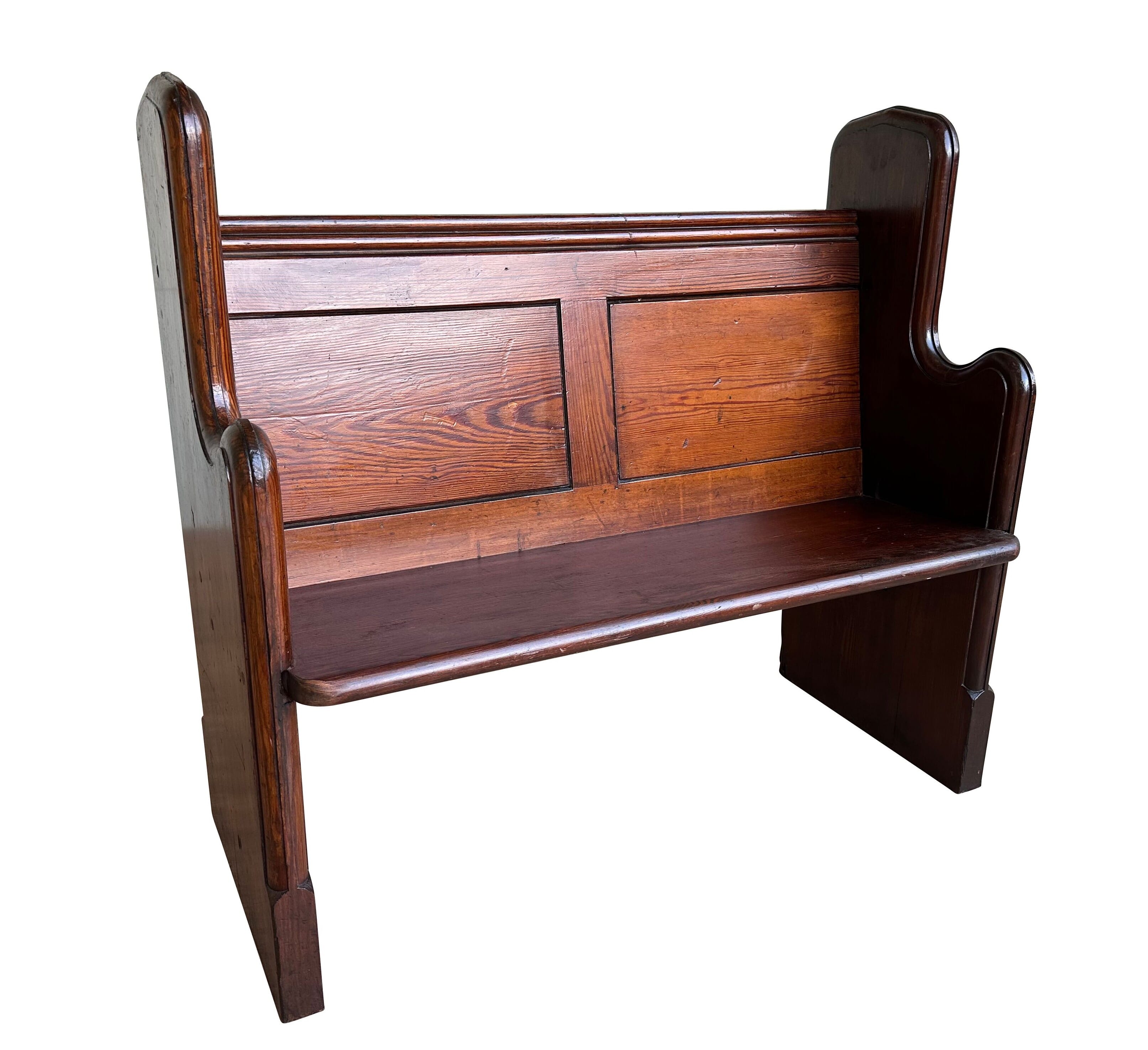 Old Salvaged Pitch Pine Church / Chapel Pew - 10913L