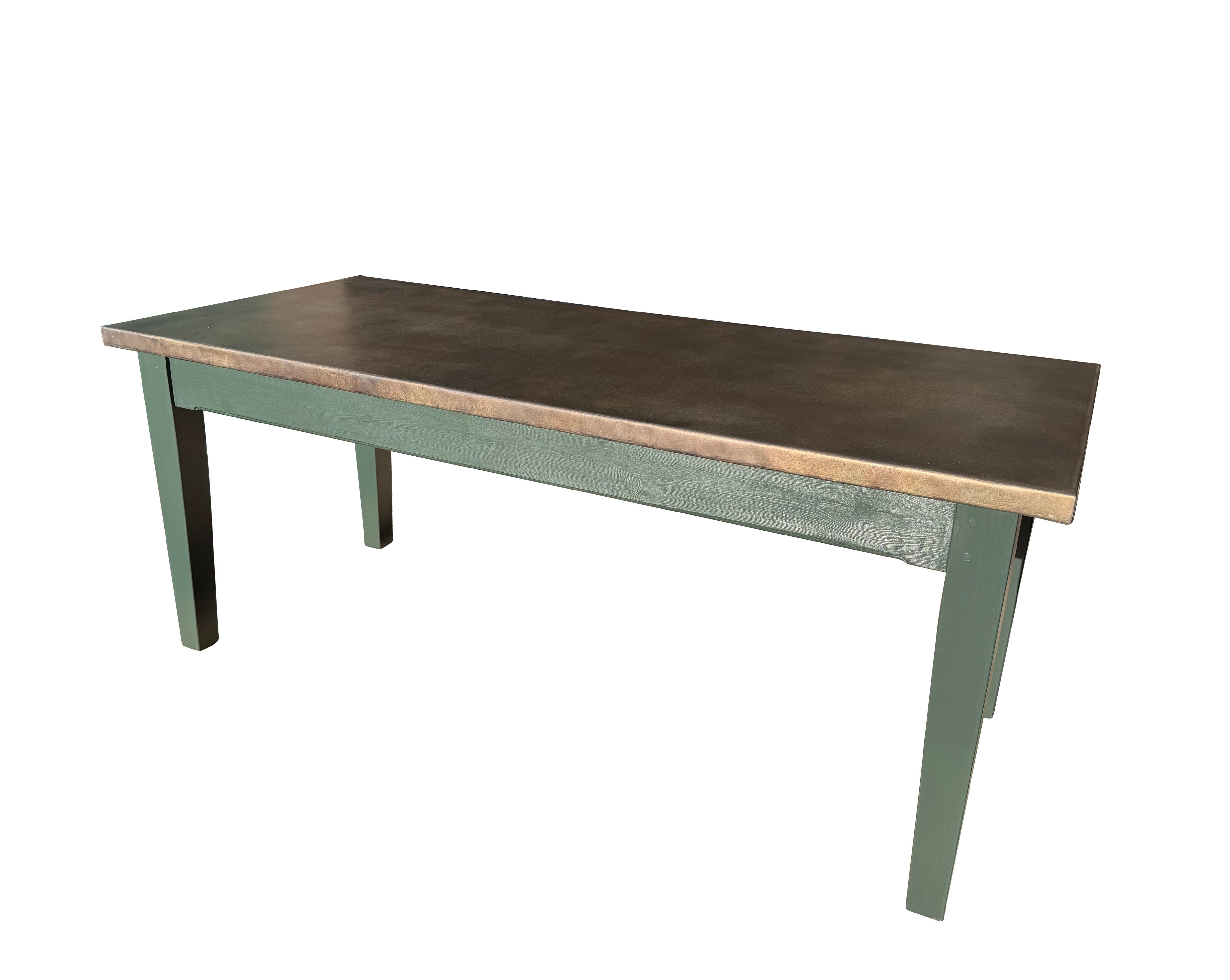 Bespoke Zinc Top Kitchen Table With Painted Wooden Base - D2313