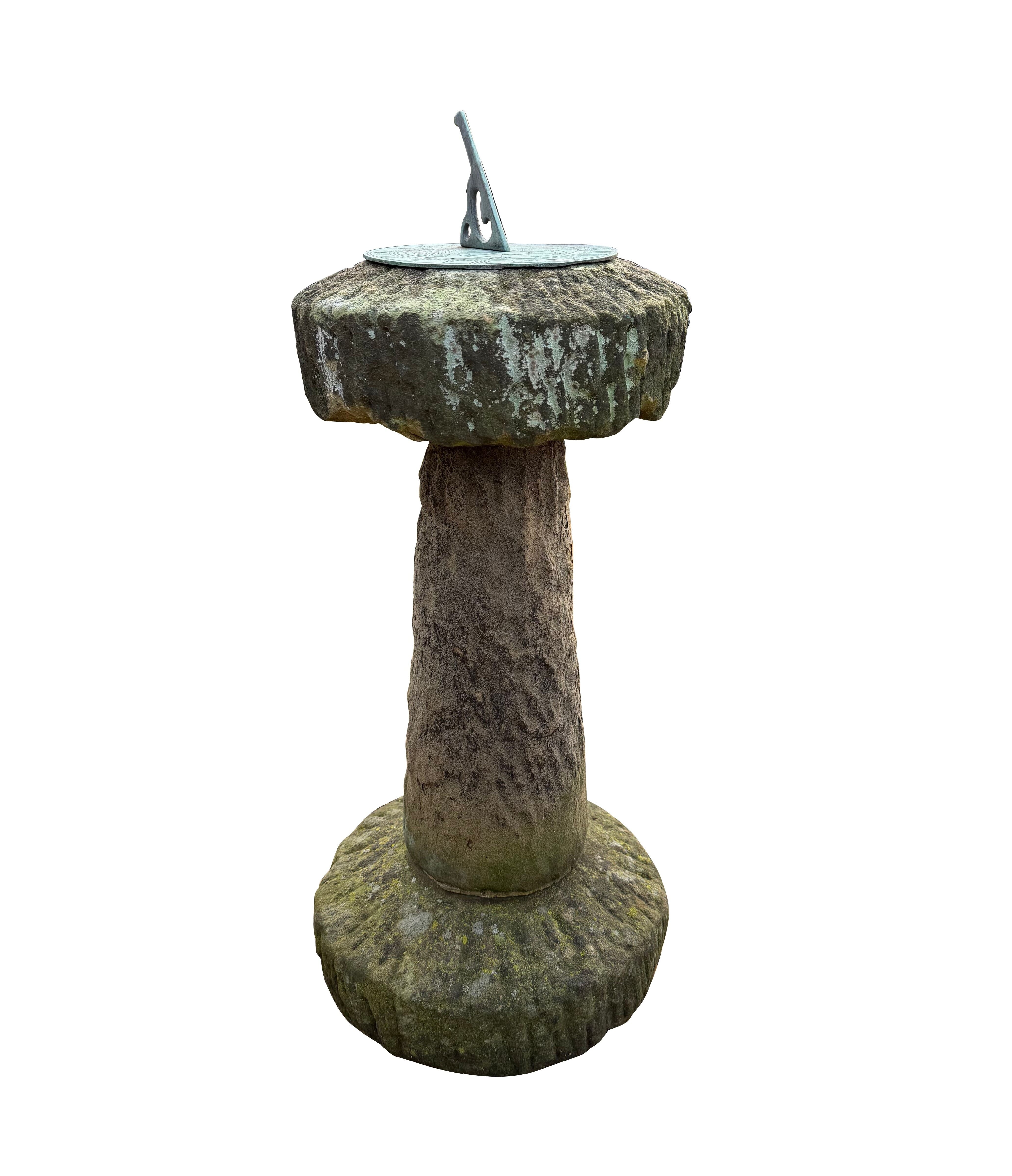 Antique Reclaimed Garden Hand Carved Solid Stone Sundial - 10936