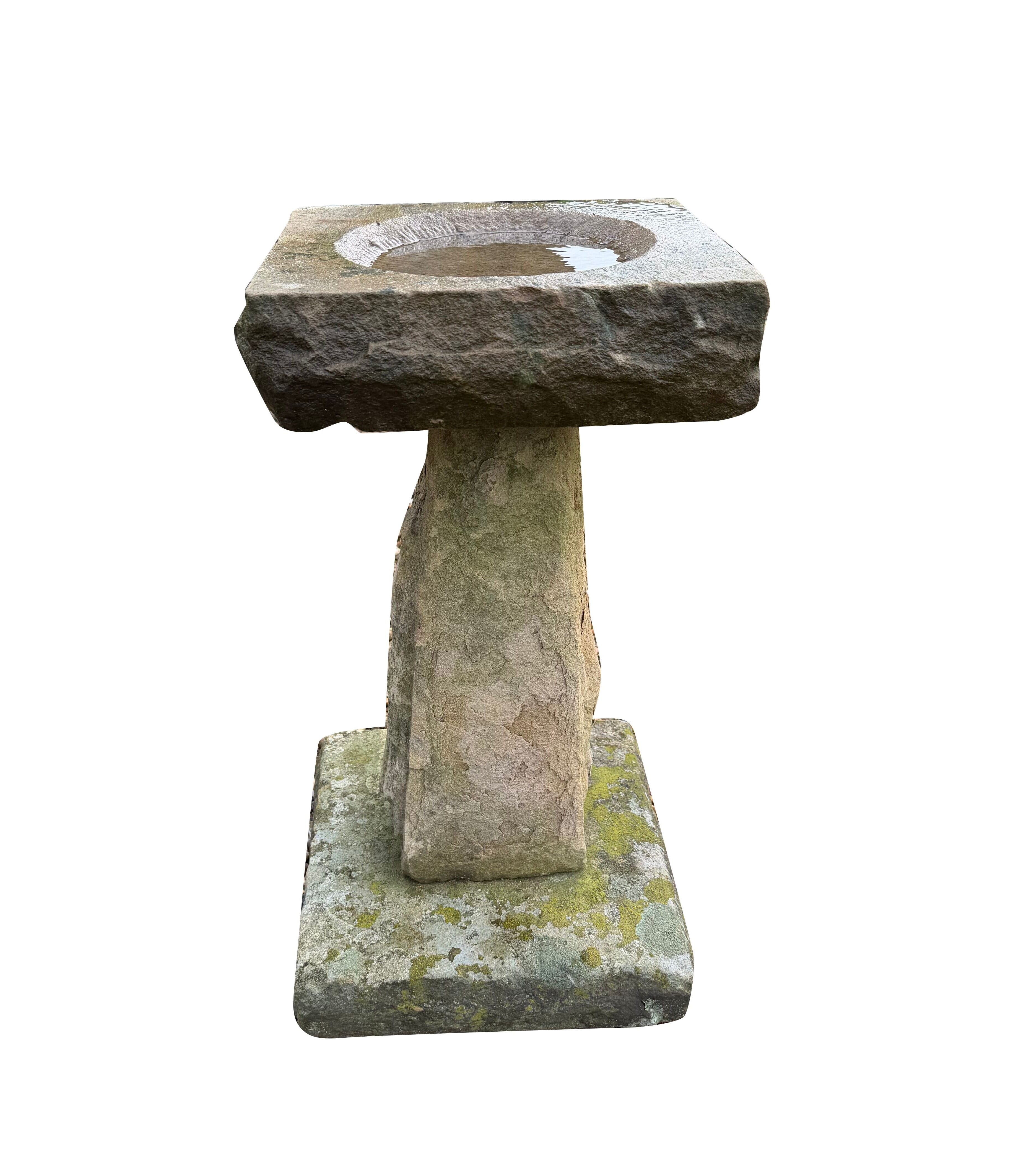 Hand Carved Victorian Reclaimed Stone Garden Bird Bath - 10935