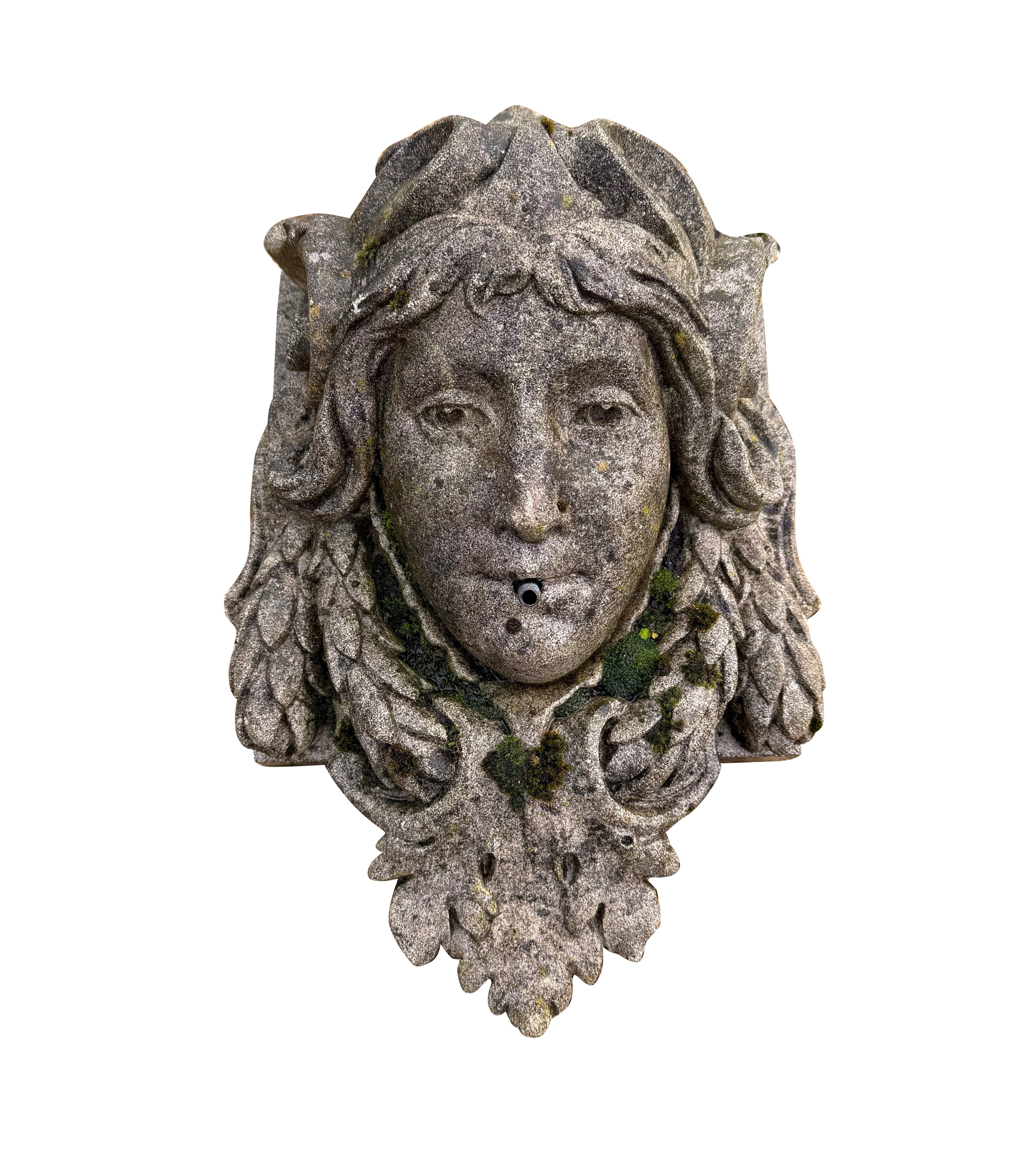 Reclaimed Reconstituted Stone Wood Nymph Wall Fountain - 10938