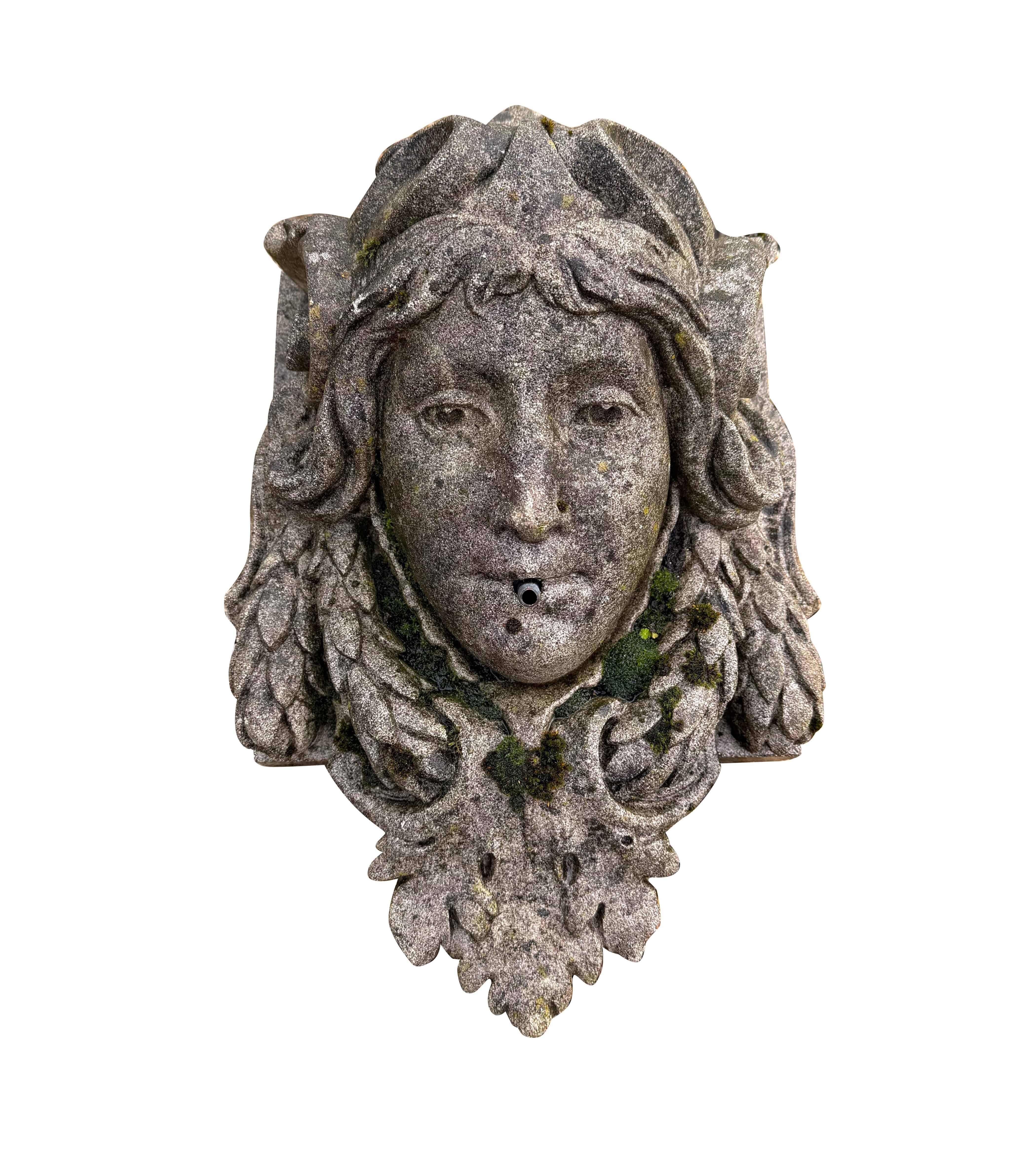Reclaimed Reconstituted Stone Wood Nymph Wall Fountain