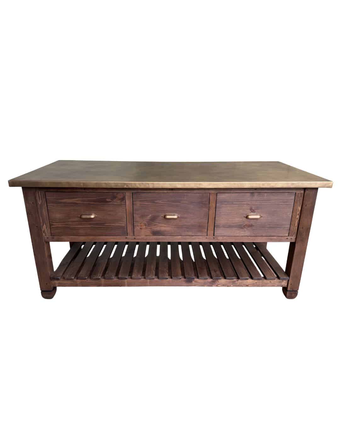 Bespoke Brass Kitchen Island Unit With Pull Out Drawers