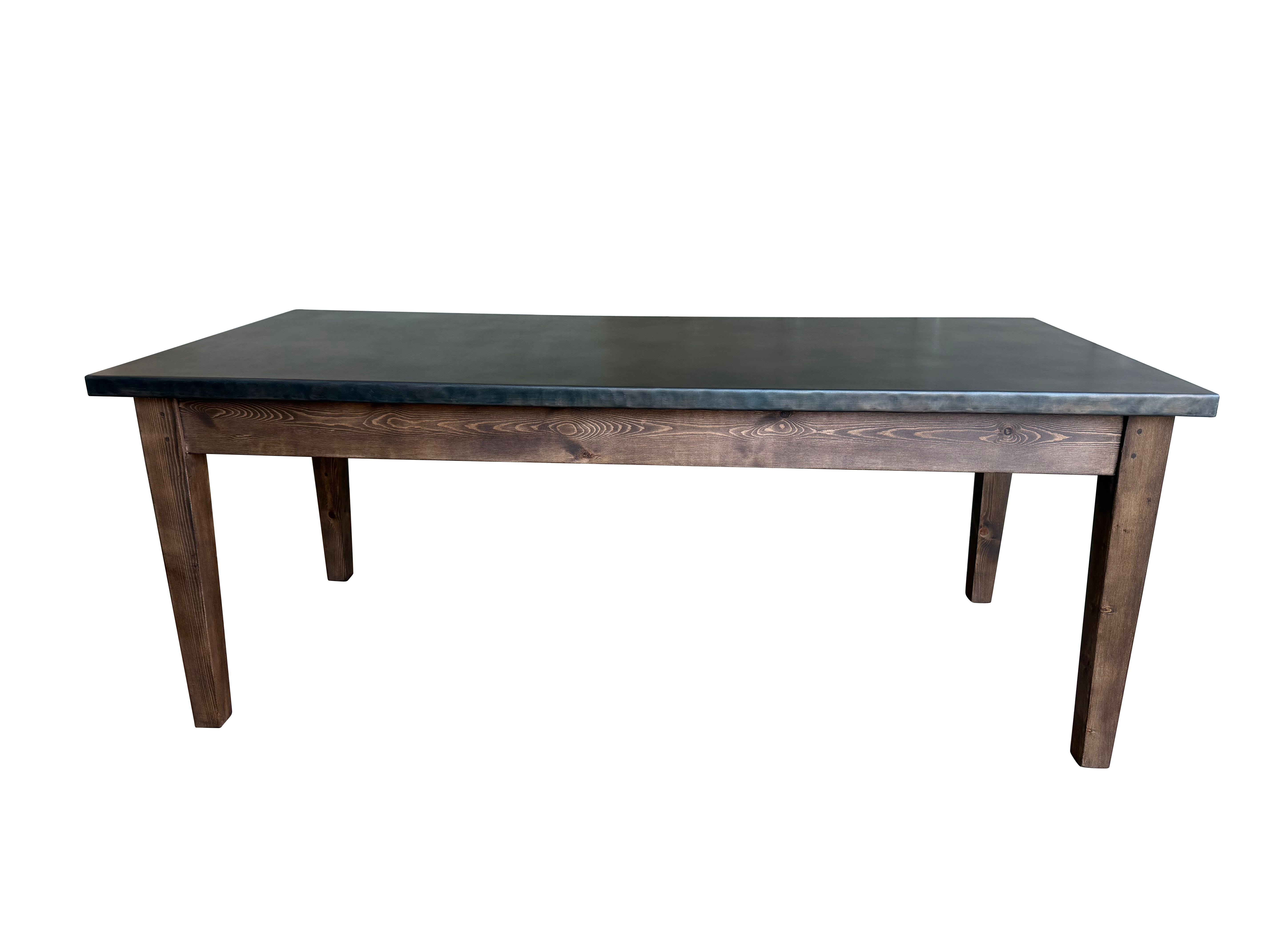 Bespoke Zinc Top Dining Table With Waxed Wooden Base - D2319