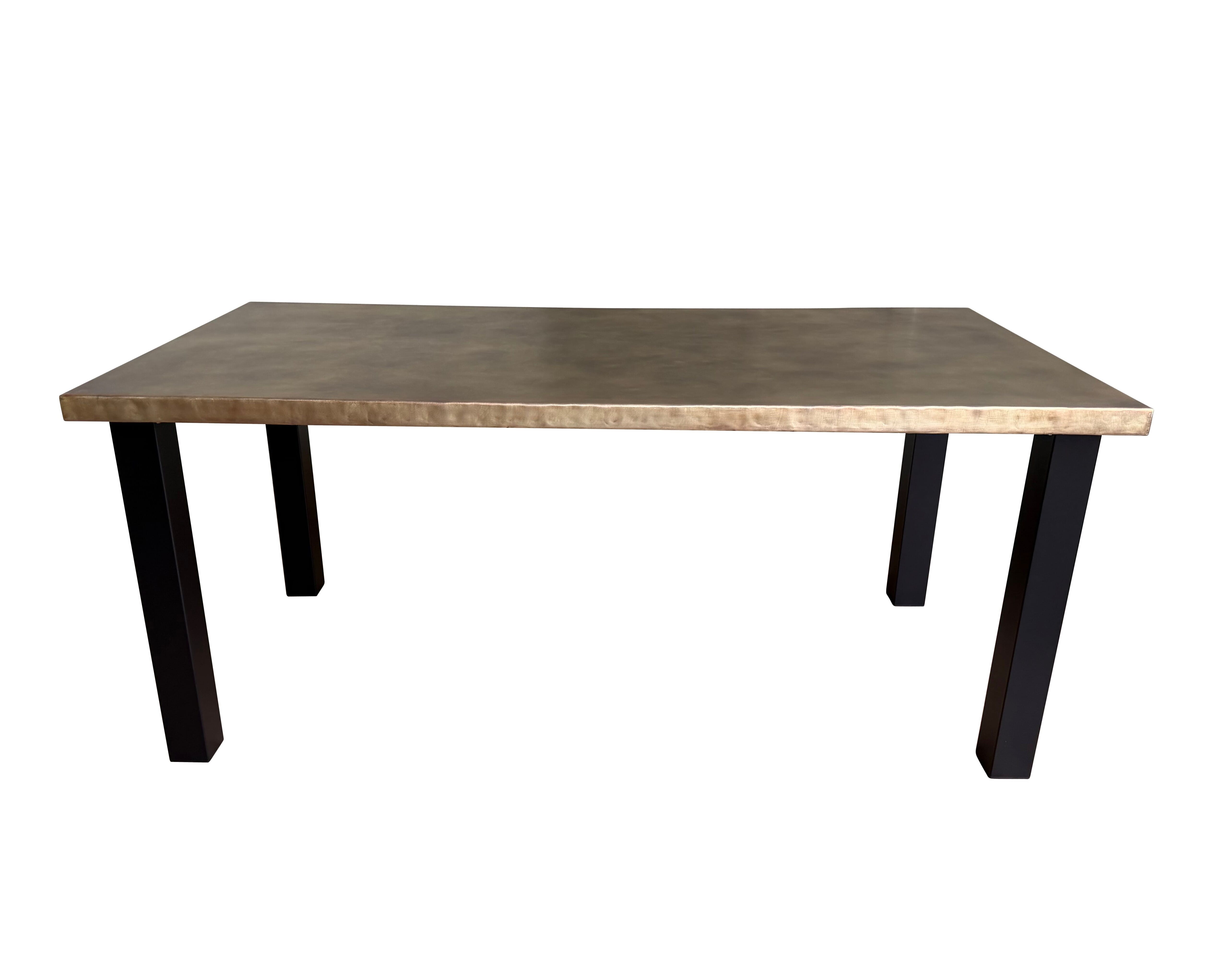 Brass Bespoke Dining Table With Metal Square Legs - D2324