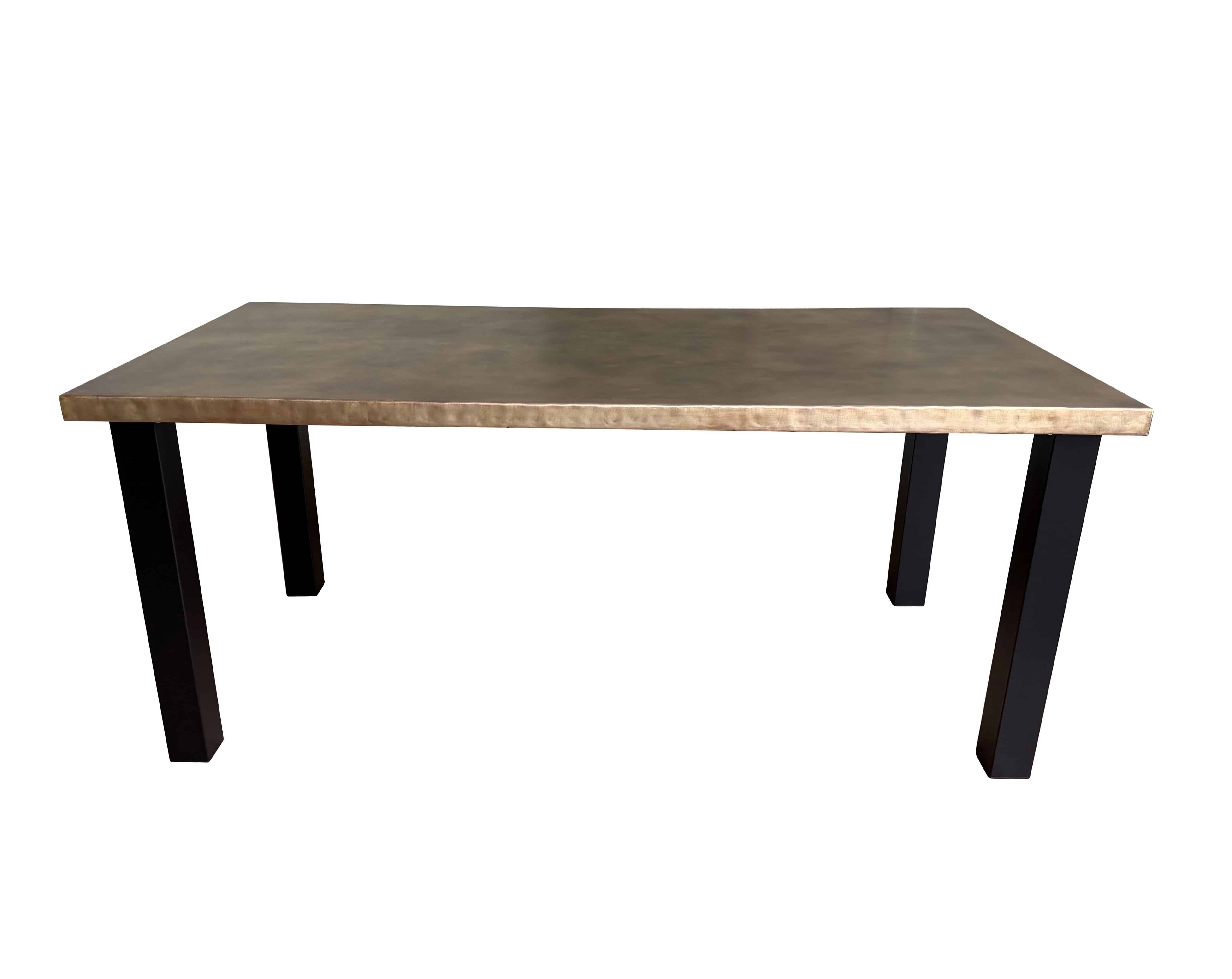 Brass Bespoke Dining Table With Metal Square Legs