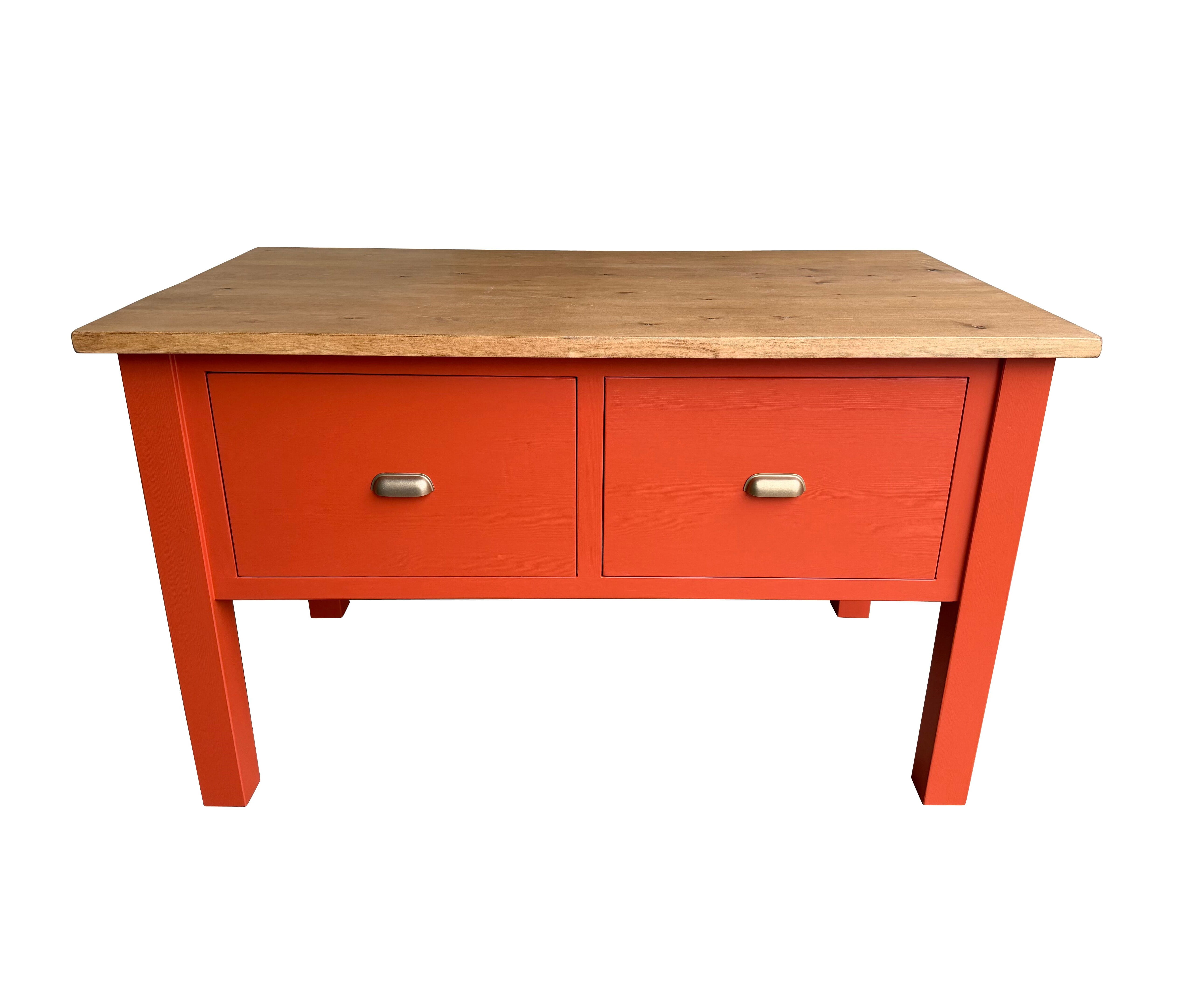 Handmade Plank Top Kitchen Island Unit With Drawers - D2328