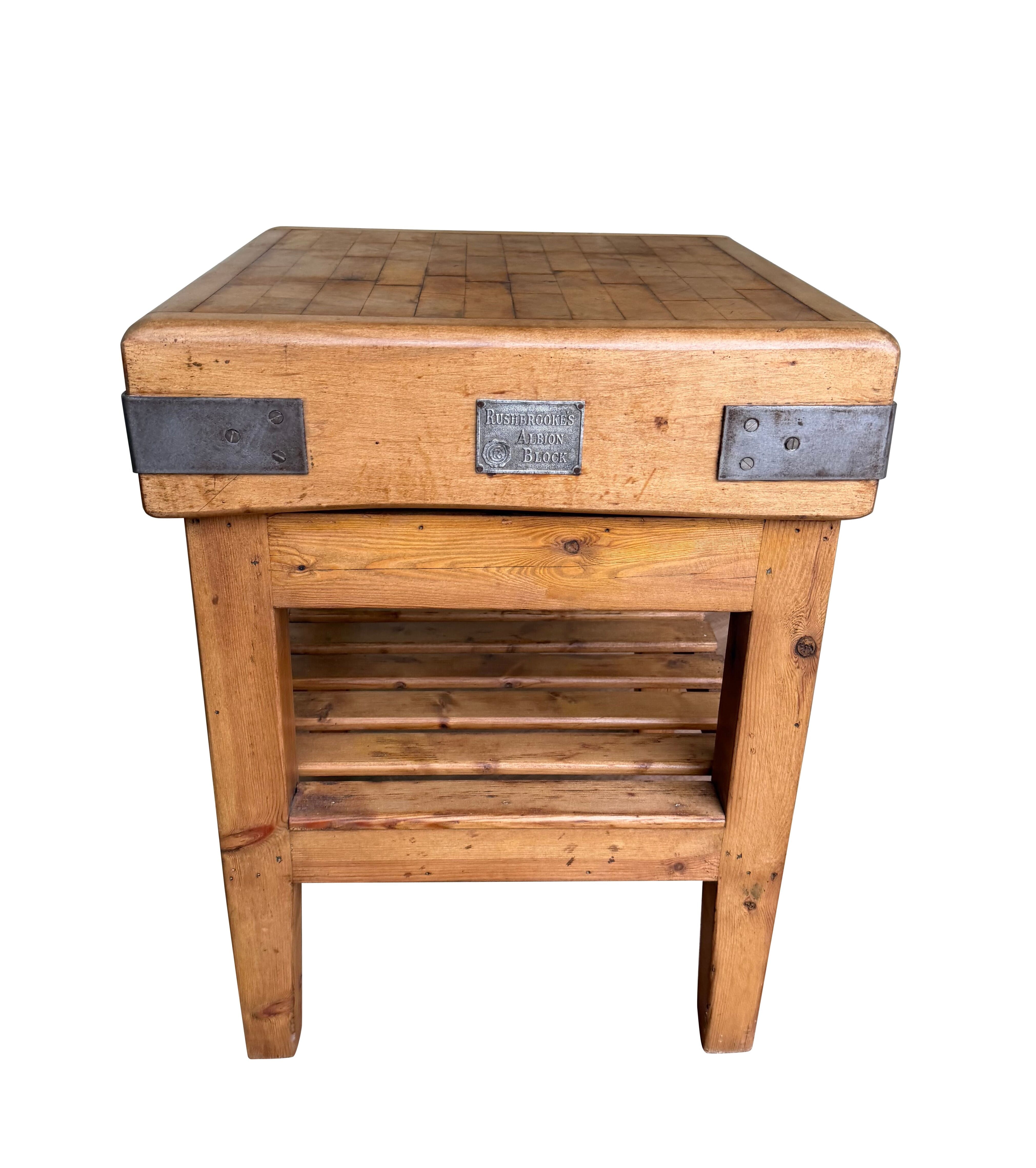 Original Rushbrookes Butchers Chopping Block on Base - 10895
