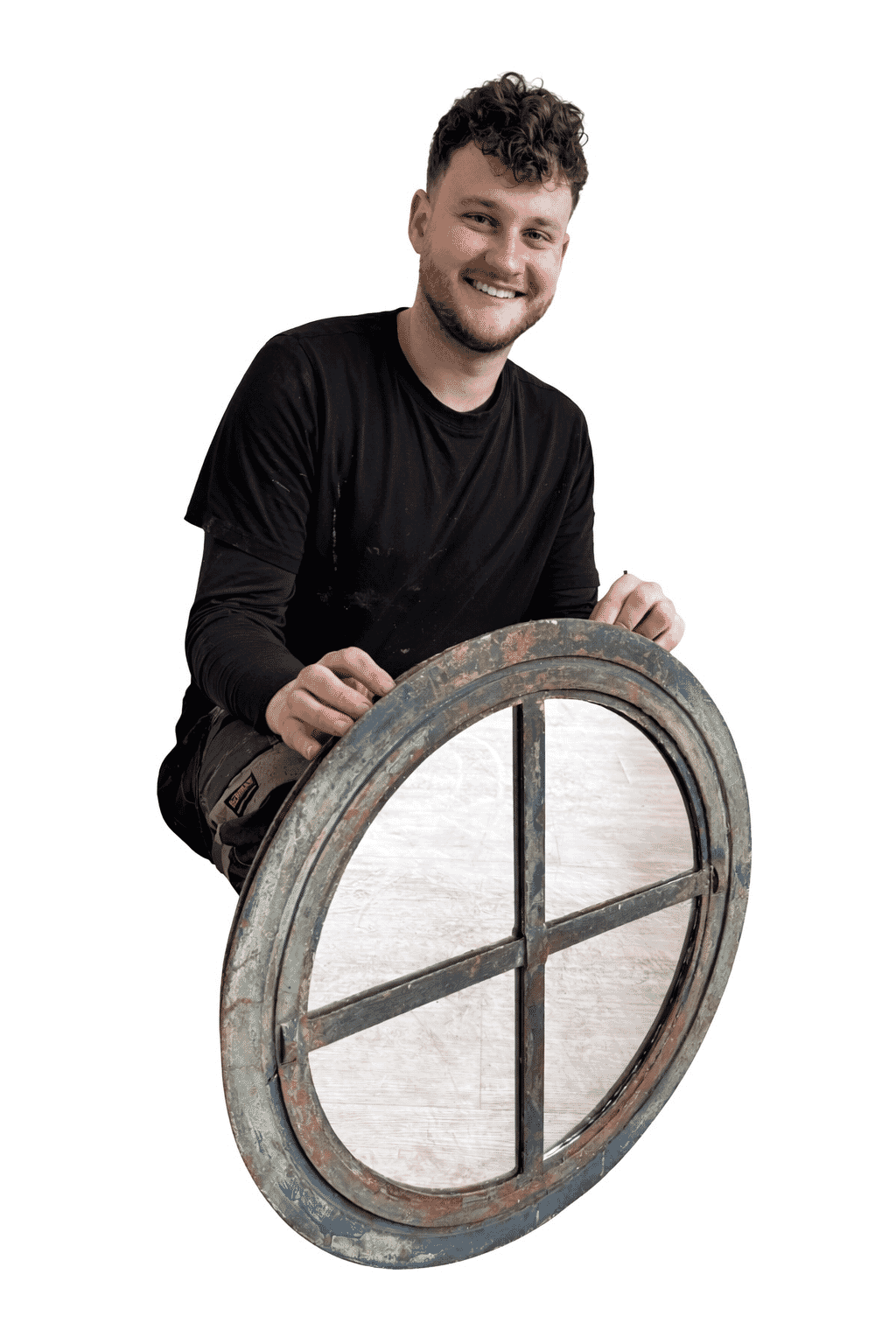 Victorian Round Antique Iron Wall Mirror - 10947A
