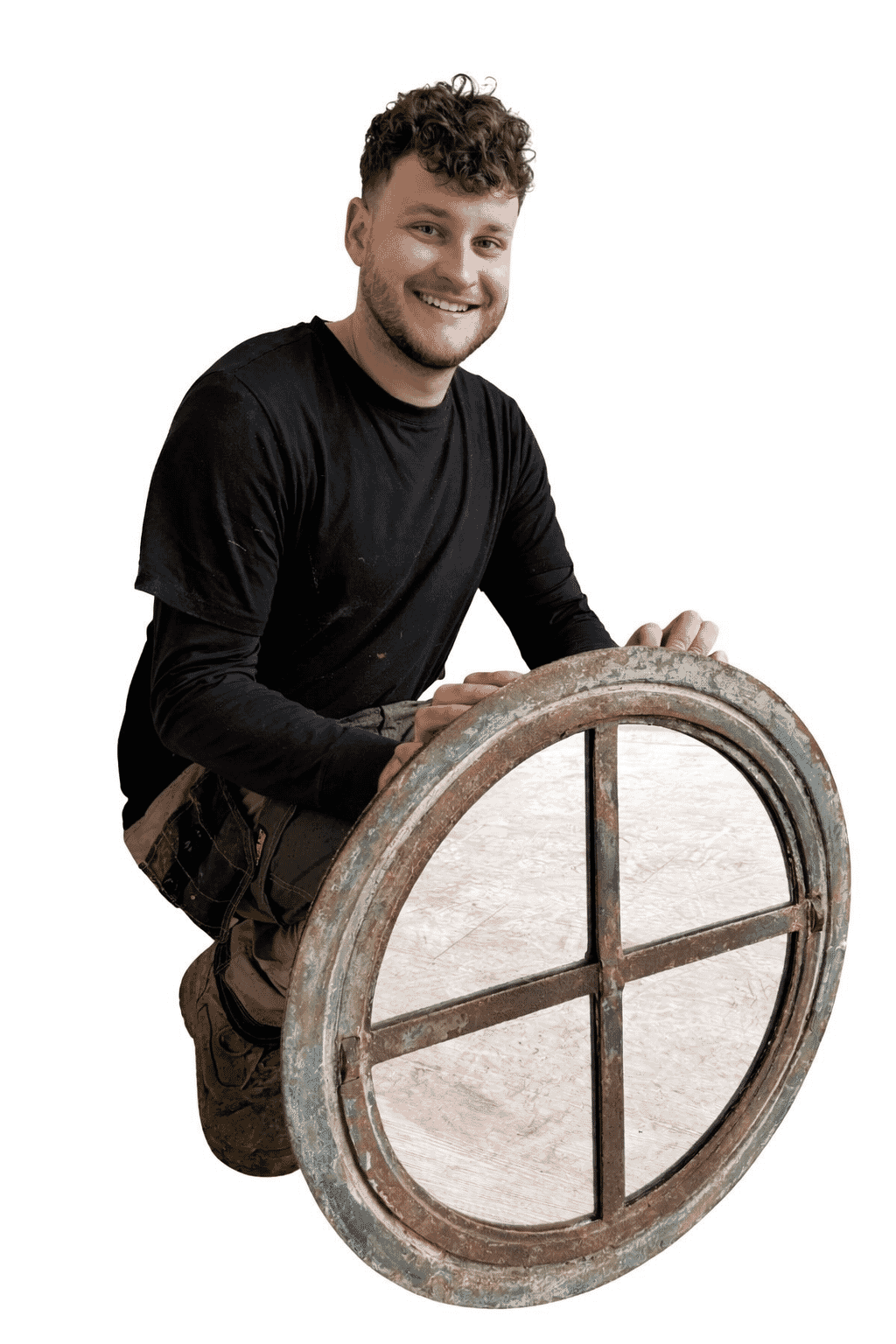 Victorian Reclaimed Round Antique Iron Wall Mirror - 10947B