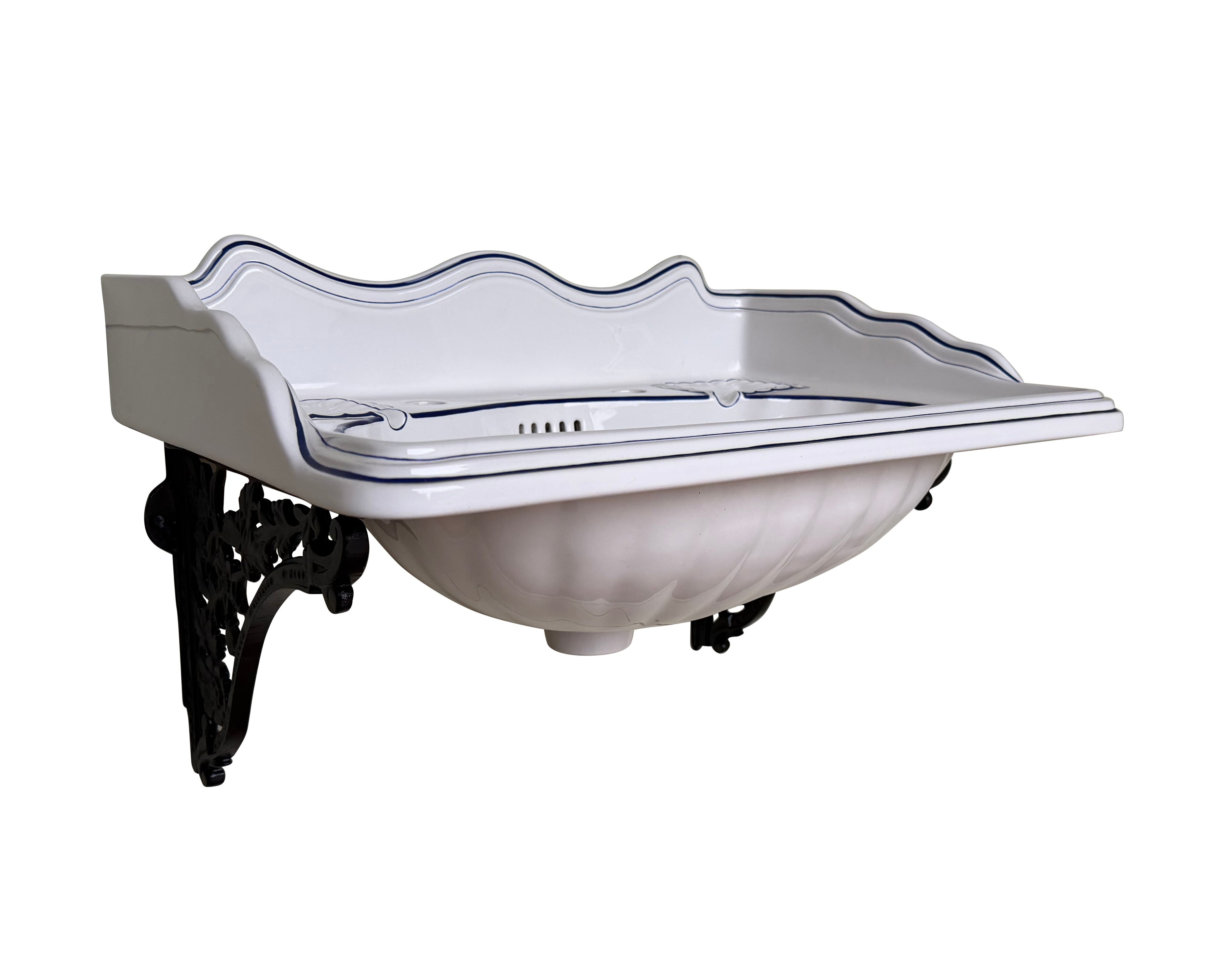 Antique Edward Johns Dolphin Blue Sink With Brackets - 10959