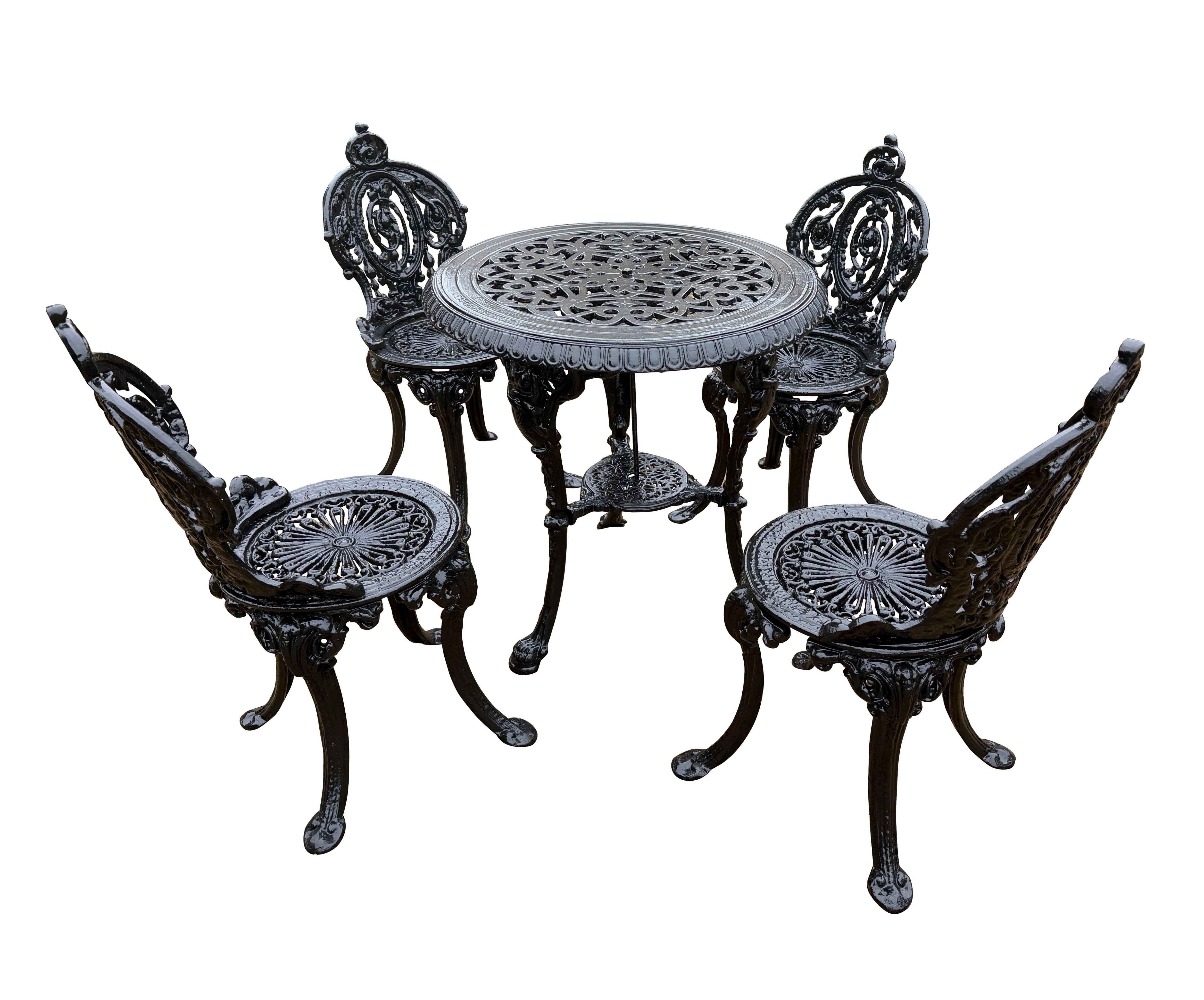 Salvaged Cast Iron Garden Table and Cast Iron Chairs - 10939
