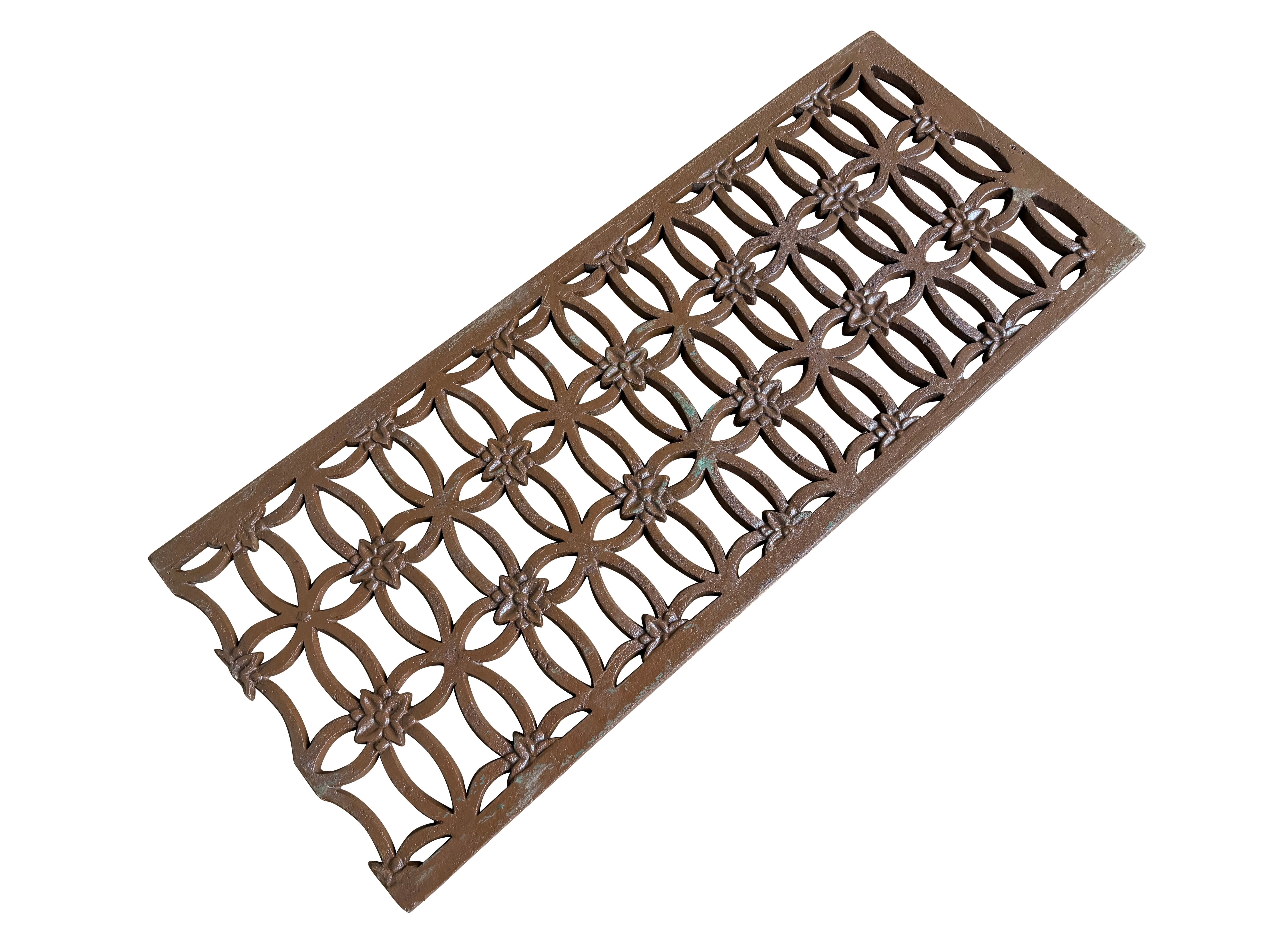 Victorian Ornate Brown Cast Iron Floor Grille / Grid - 10973