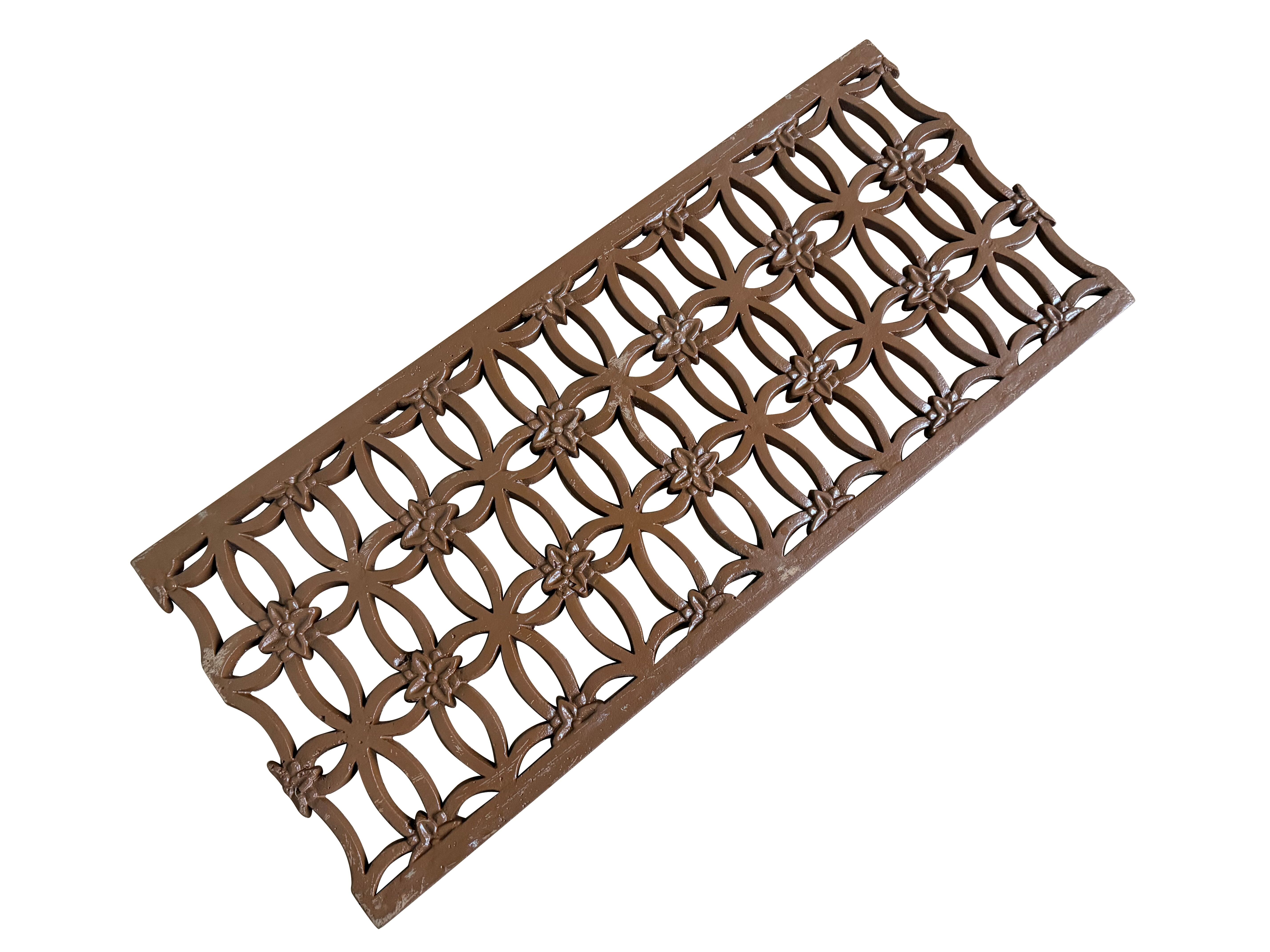 Victorian Brown Ornate Cast Iron Floor Grille / Grid - 10974