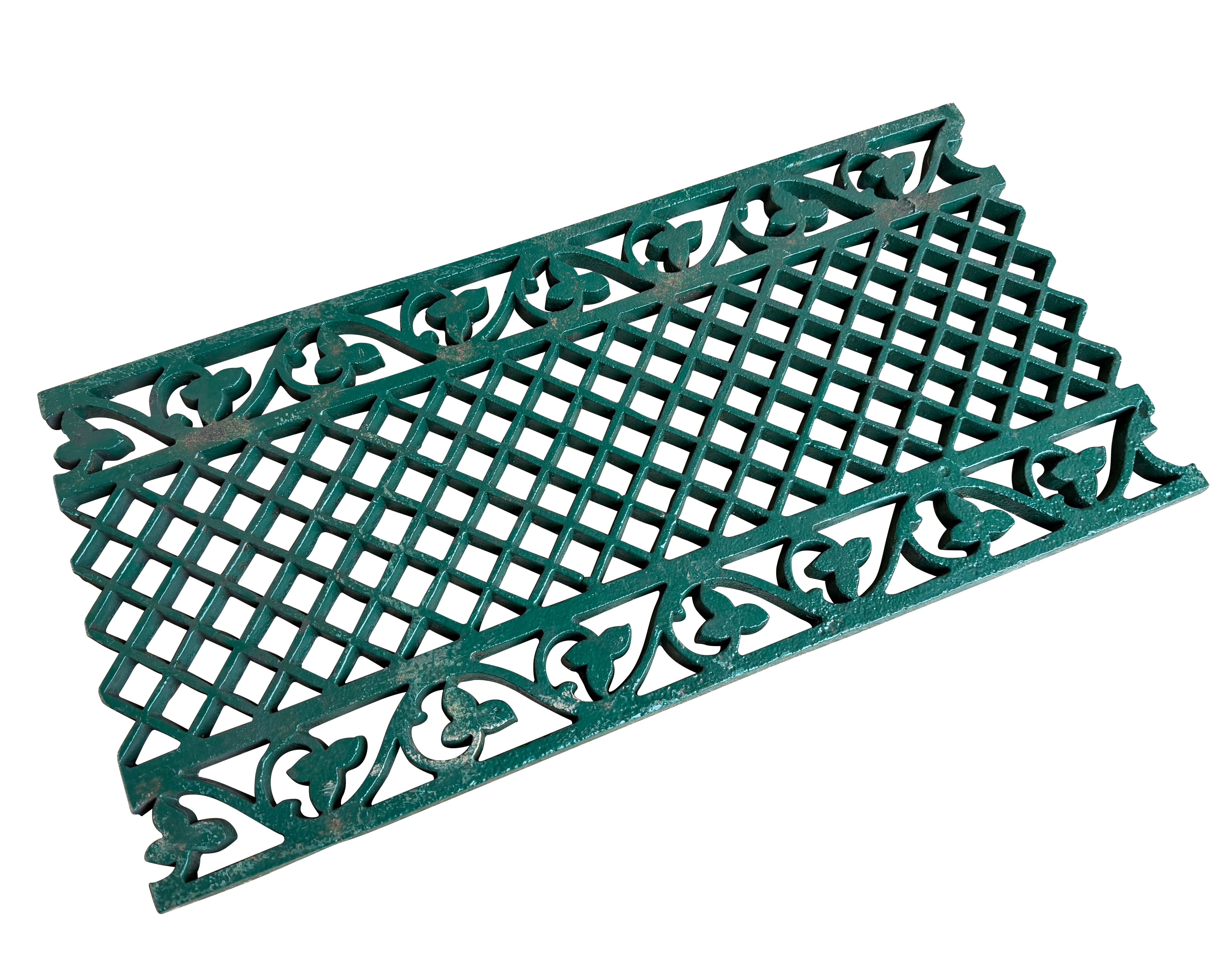 Victorian Ornate Green Cast Iron Floor Grille / Grid - 10979