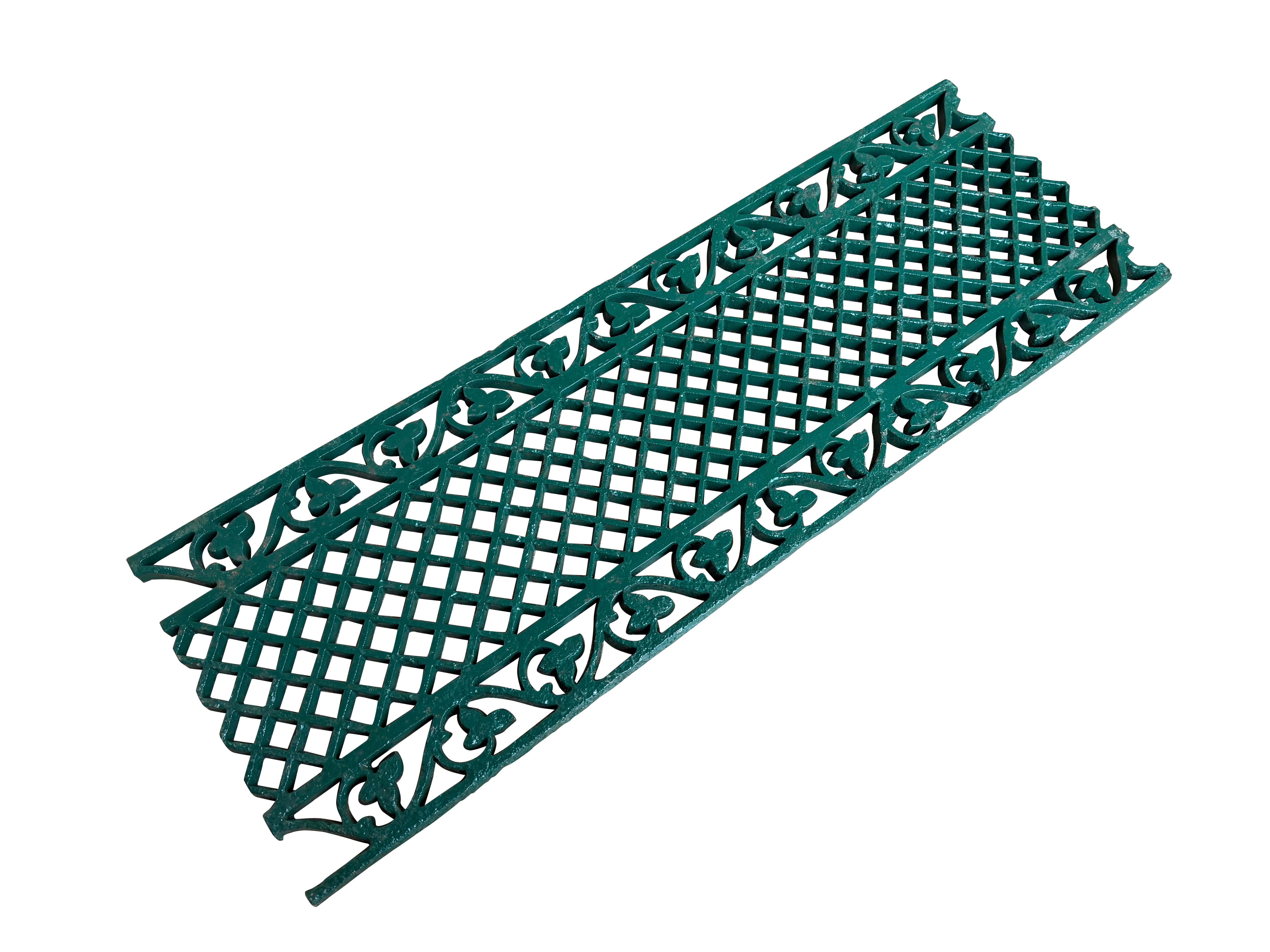 Victorian Green Ornate Cast Iron Floor Grille / Grid - 10980