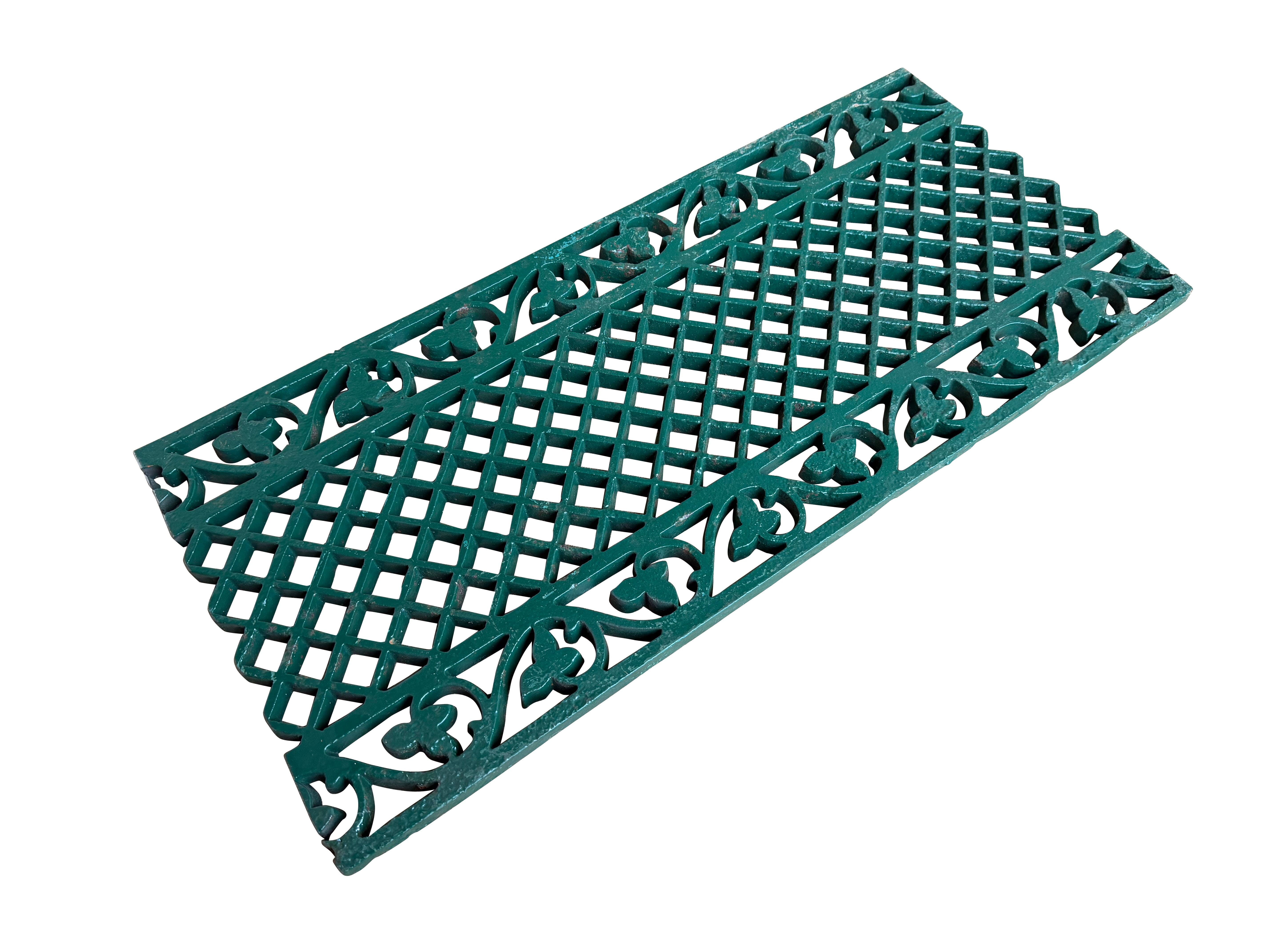 Original Green Ornate Cast Iron Floor Grille / Grid - 10981