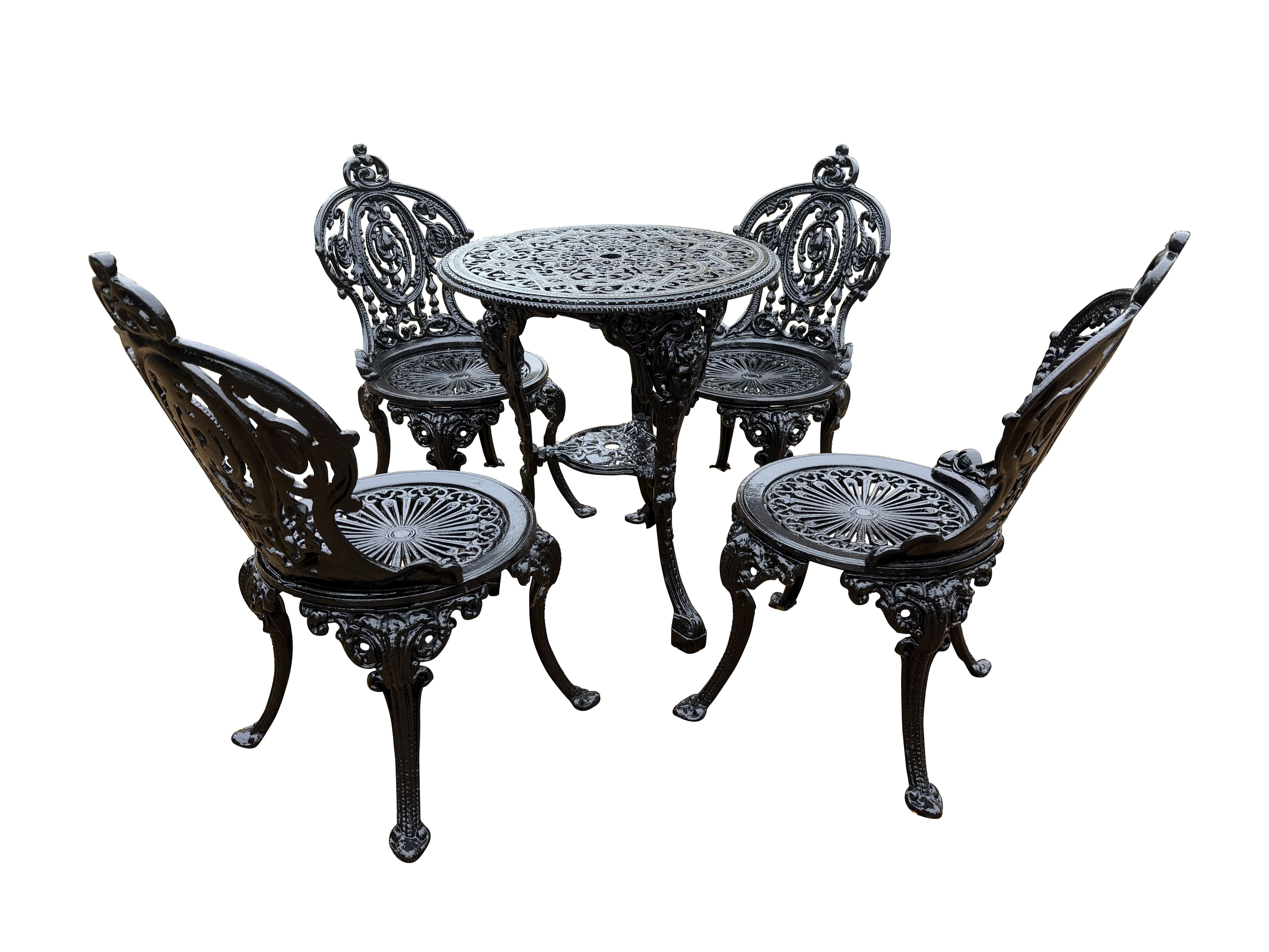 Salvaged Garden Cast Iron Table and Cast Iron Chairs - 10964
