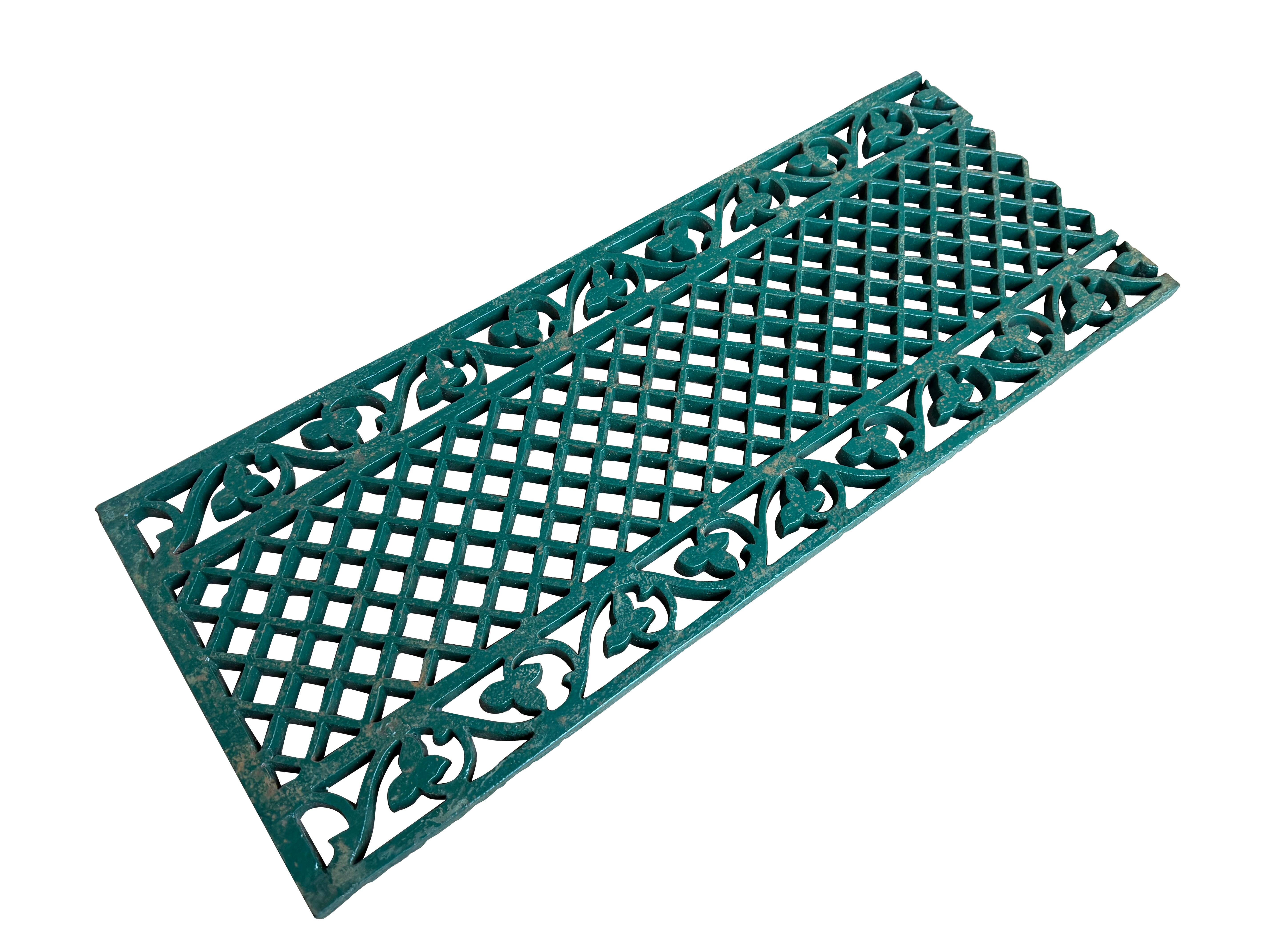 Original Ornate Green Cast Iron Floor Grille / Grid - 10982