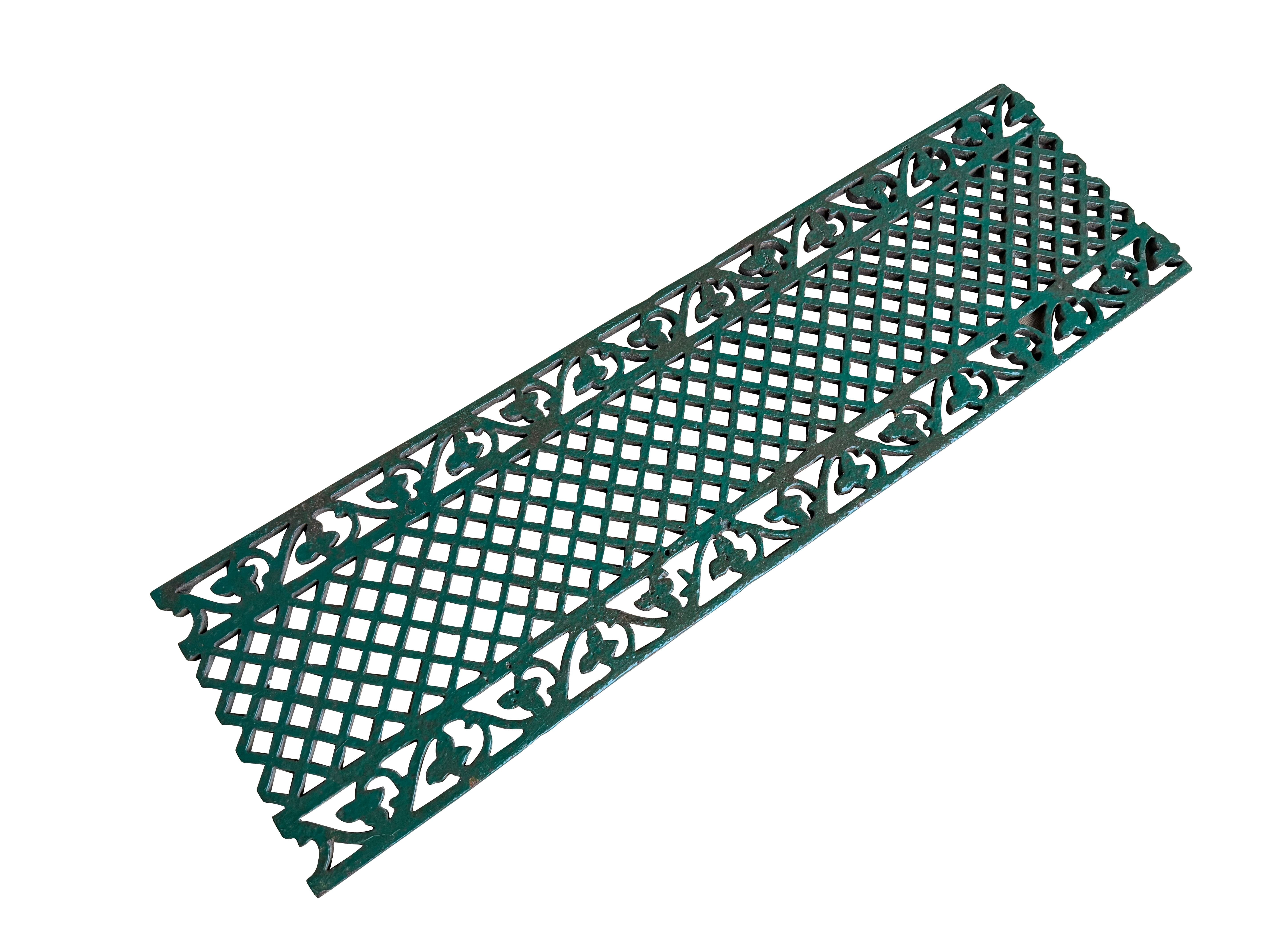 Original Decorative Green Cast Iron Floor Grille / Grid - 10983