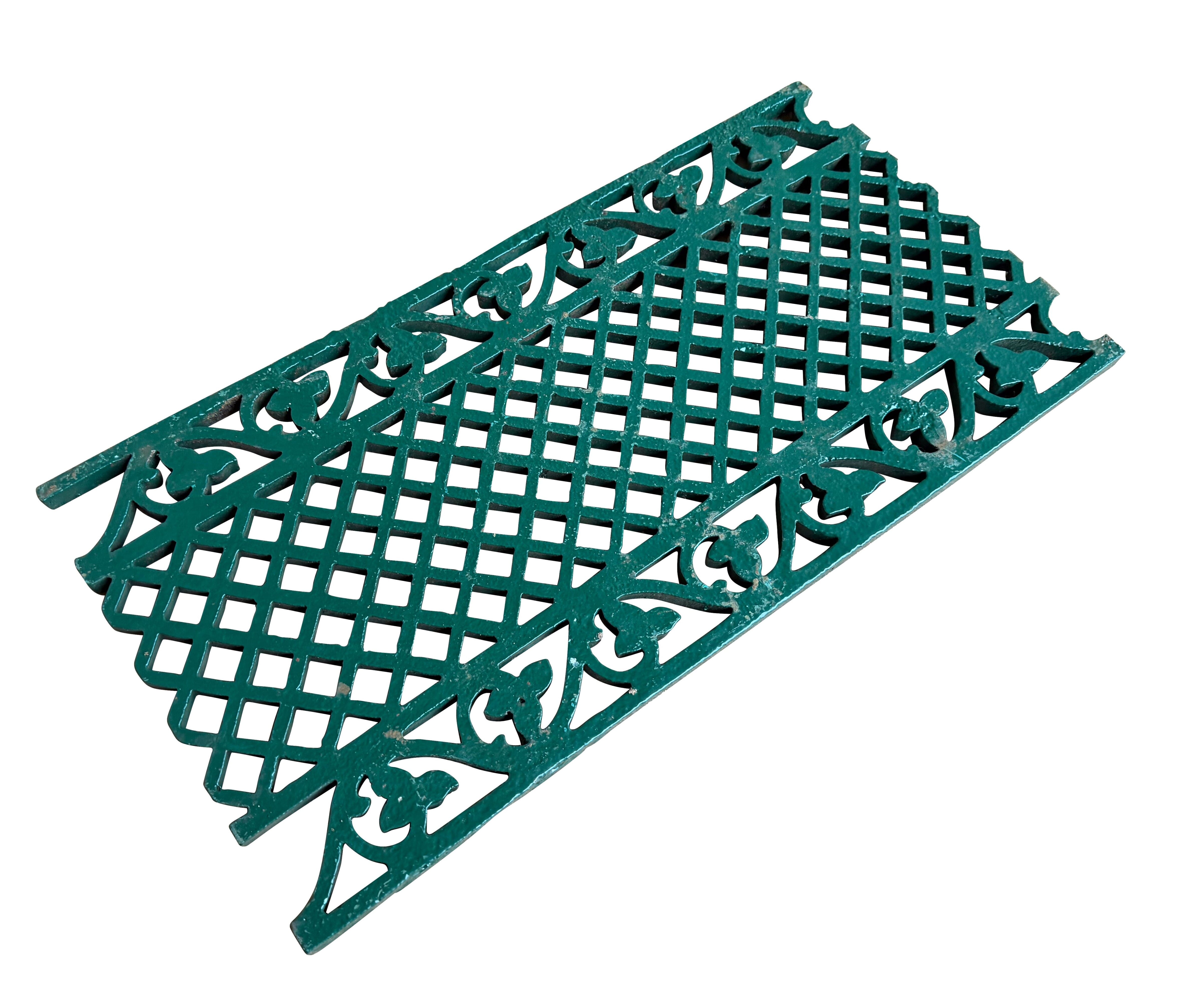 Decorative Original Green Cast Iron Floor Grille / Grid - 10984
