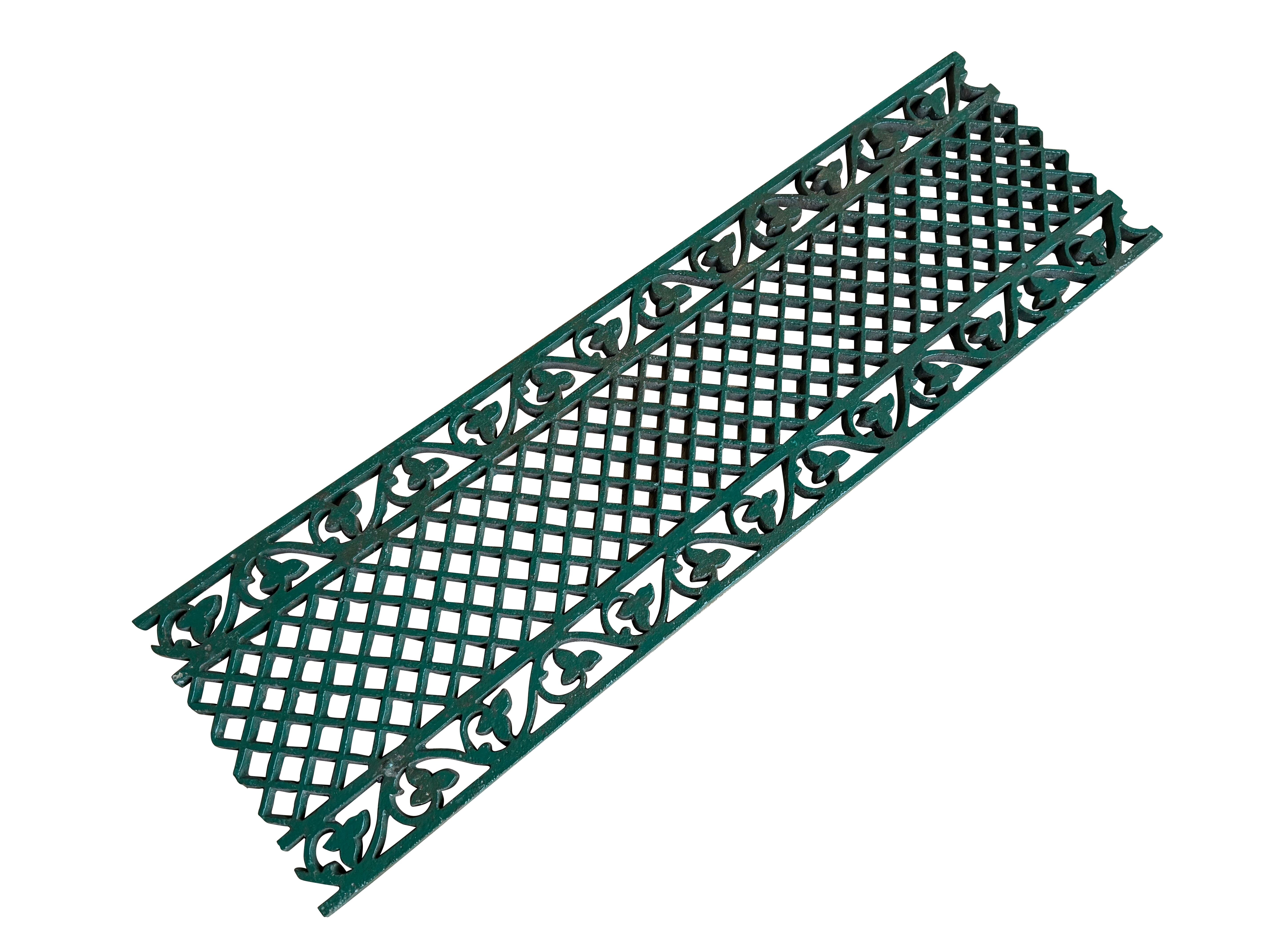 Decorative Original Cast Iron Green Floor Grille / Grid - 10987