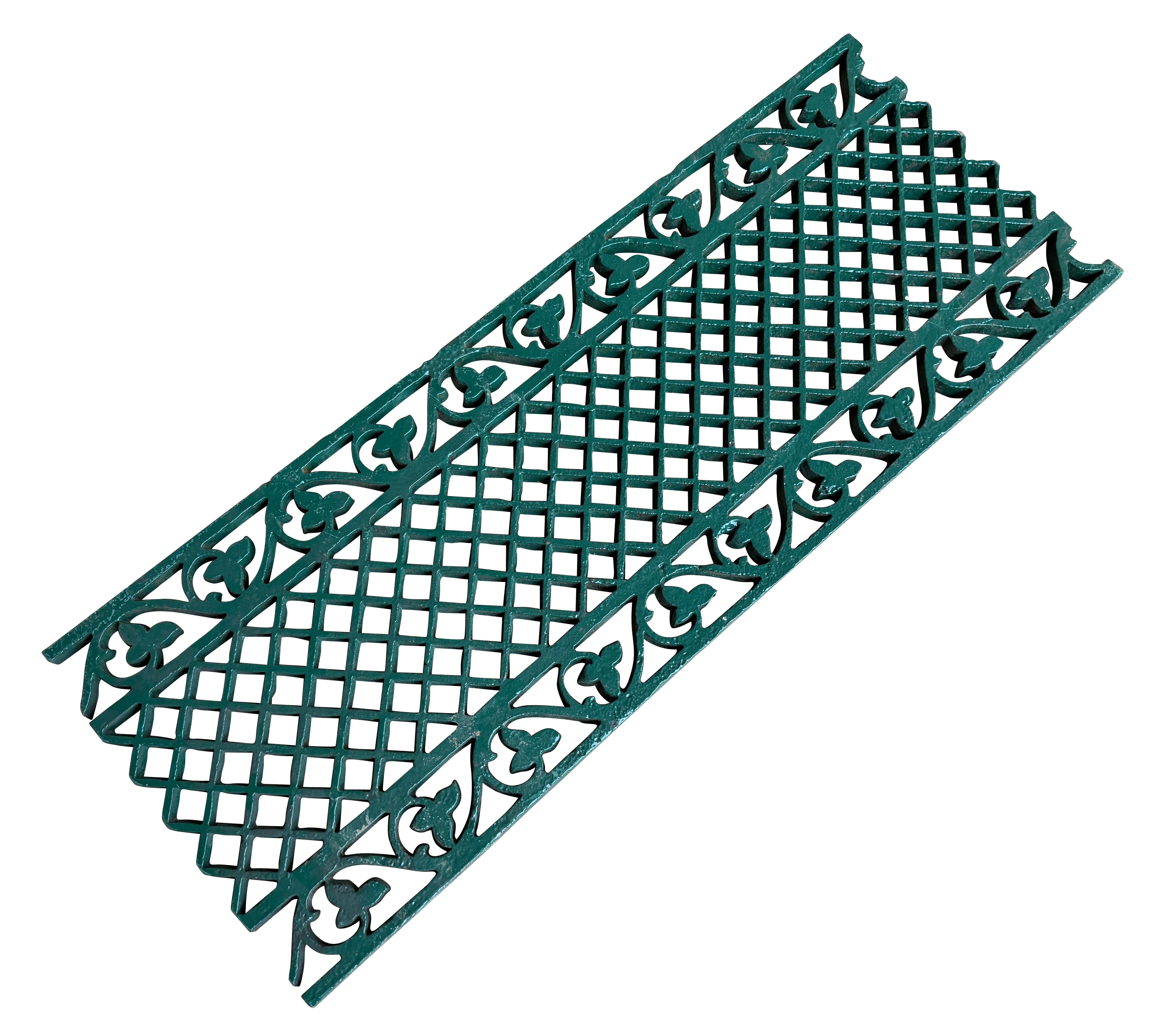 Original Victorian Cast Iron Green Floor Grille / Grid - 10988