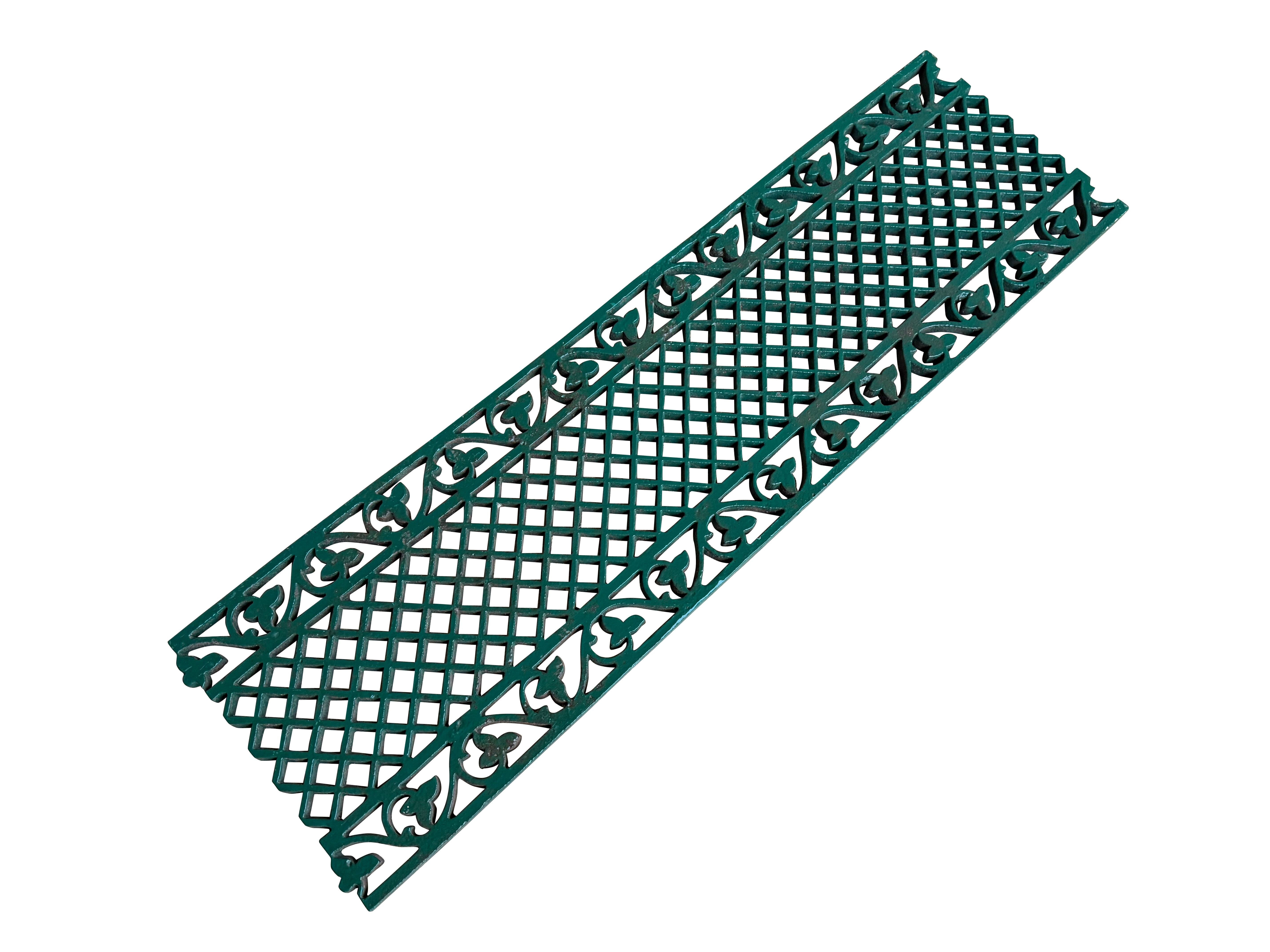 Victorian Salvaged Cast Iron Green Floor Grille / Grid - 10989