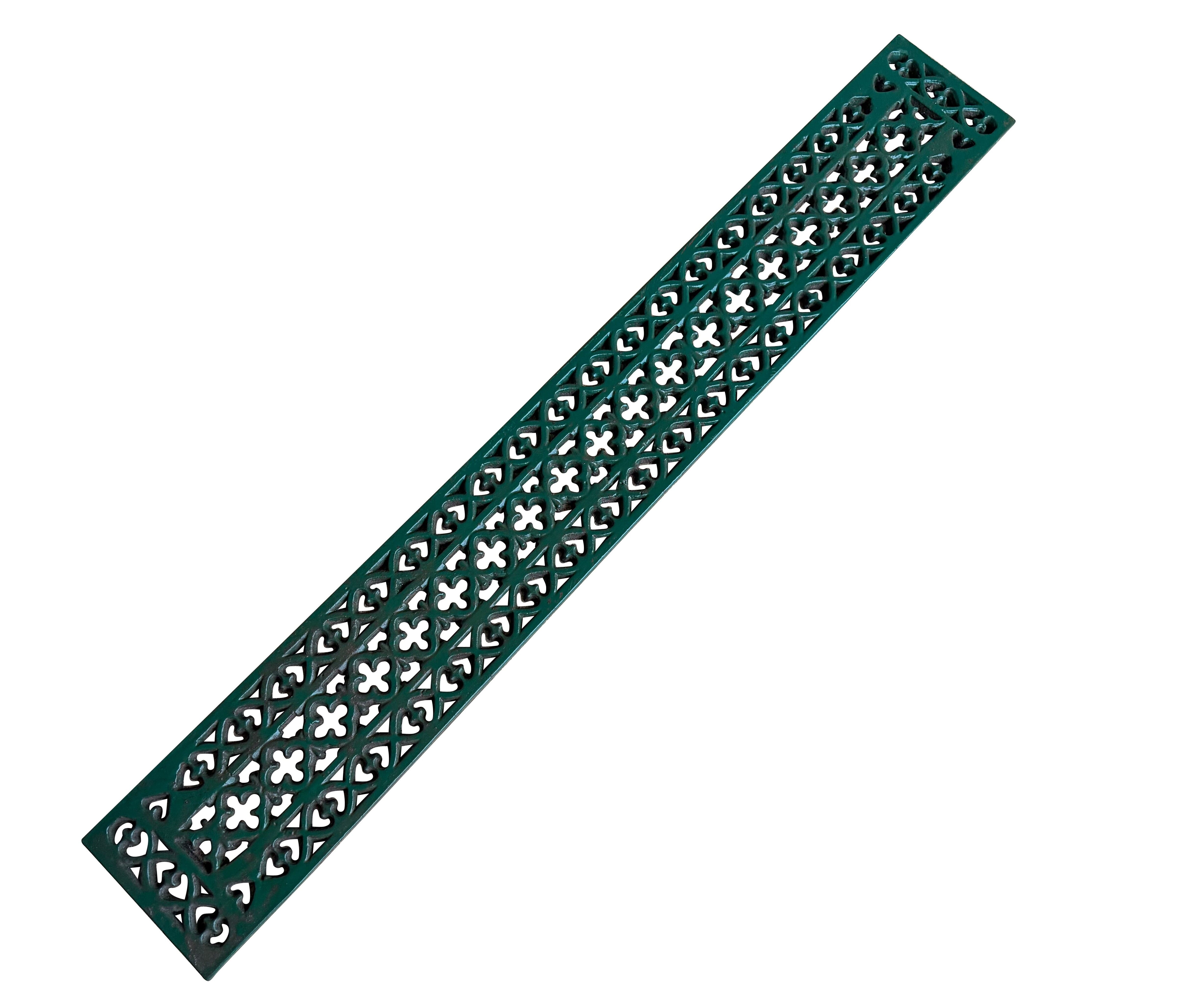 Victorian Ornate Cast Iron Green Floor Grille / Grid - 10990