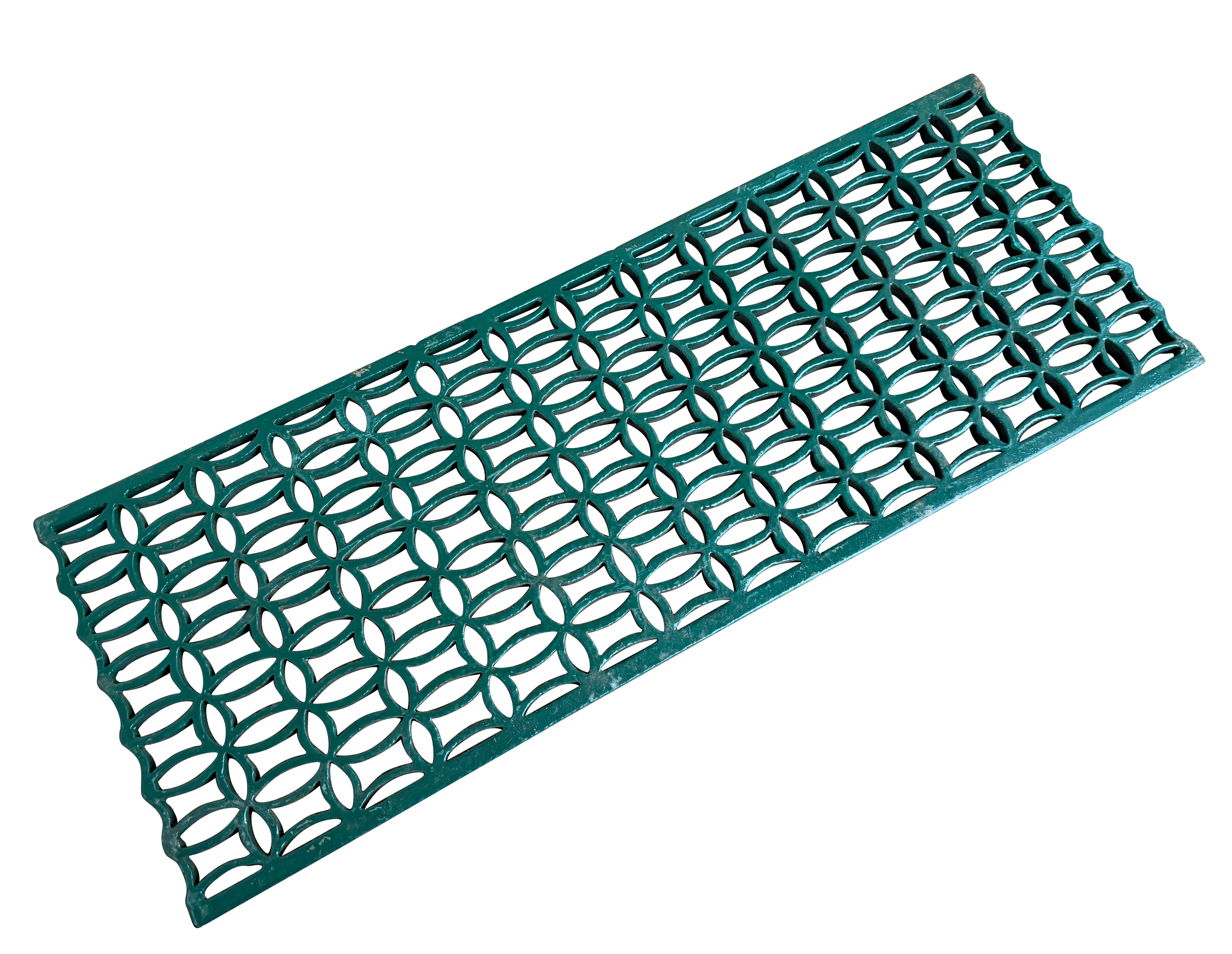 Ornate Cast Iron Green Floor Grille / Grid - 10991