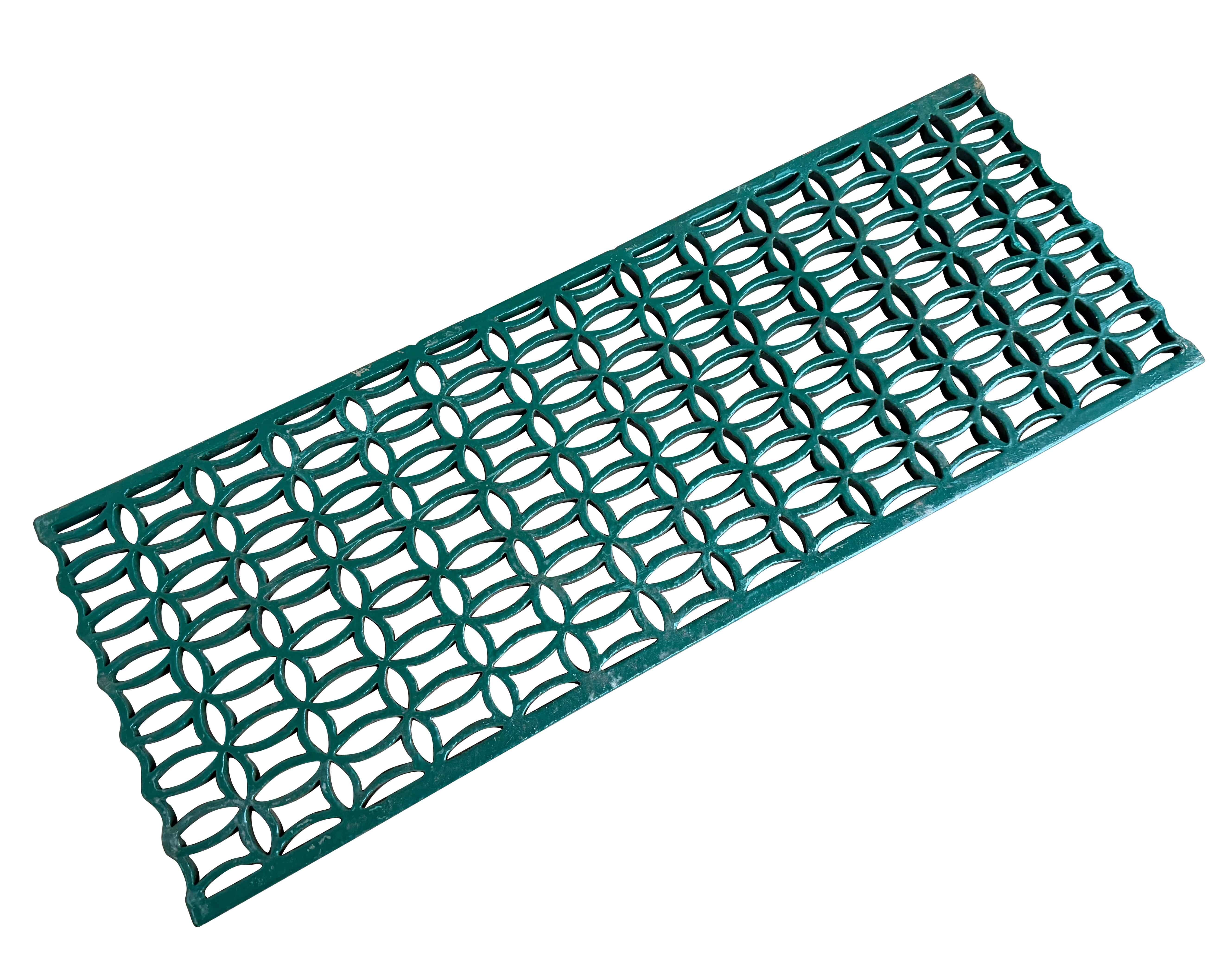 Ornate cast iron green floor grille